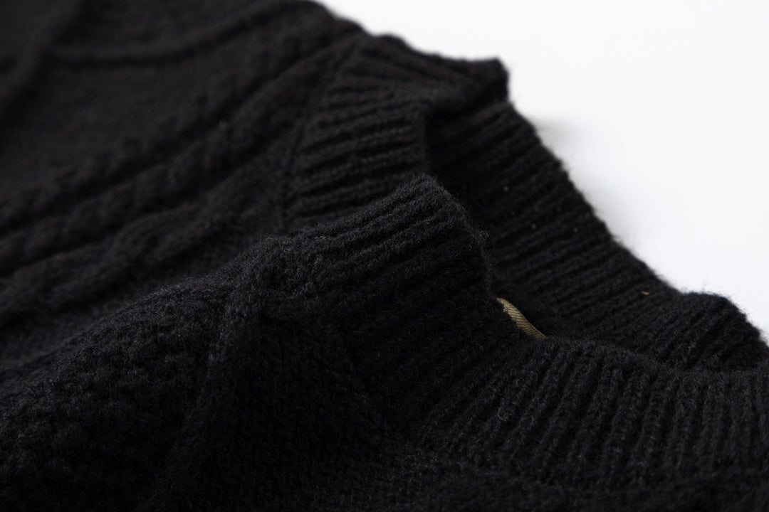 New Black Patchwork Sweater