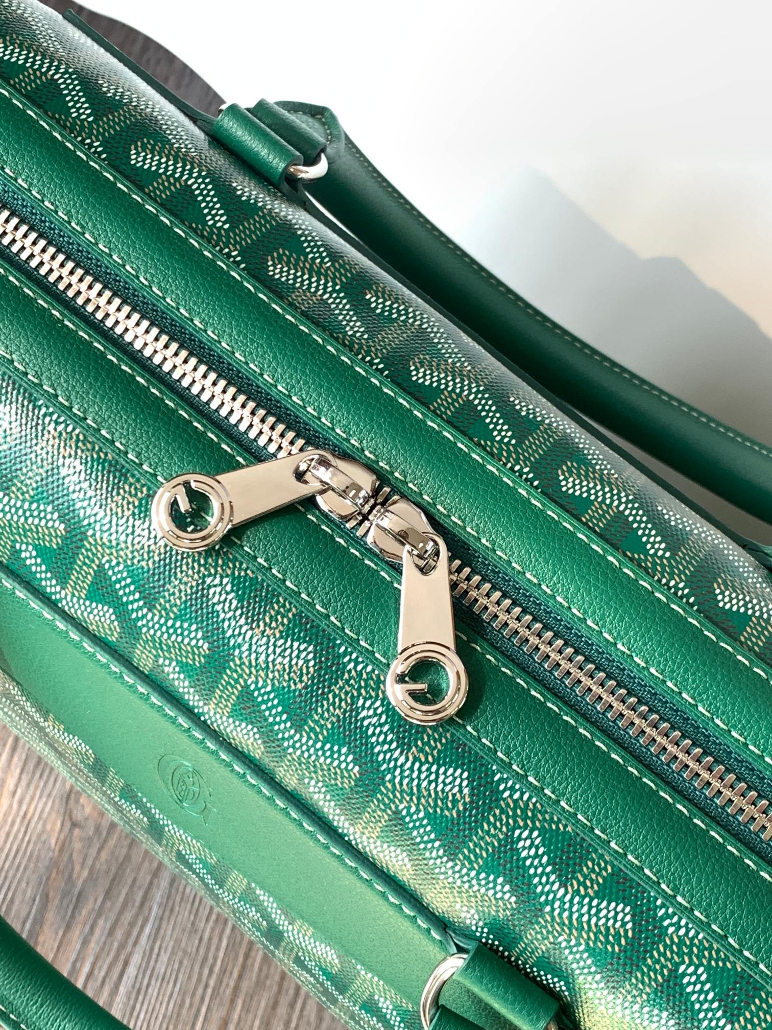 Green Canvas And Calfskin Document Holder