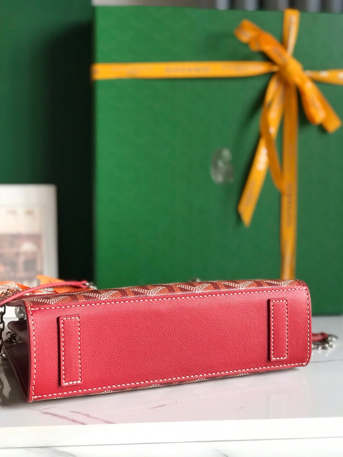 Red Calfskin Structured Mini Bag