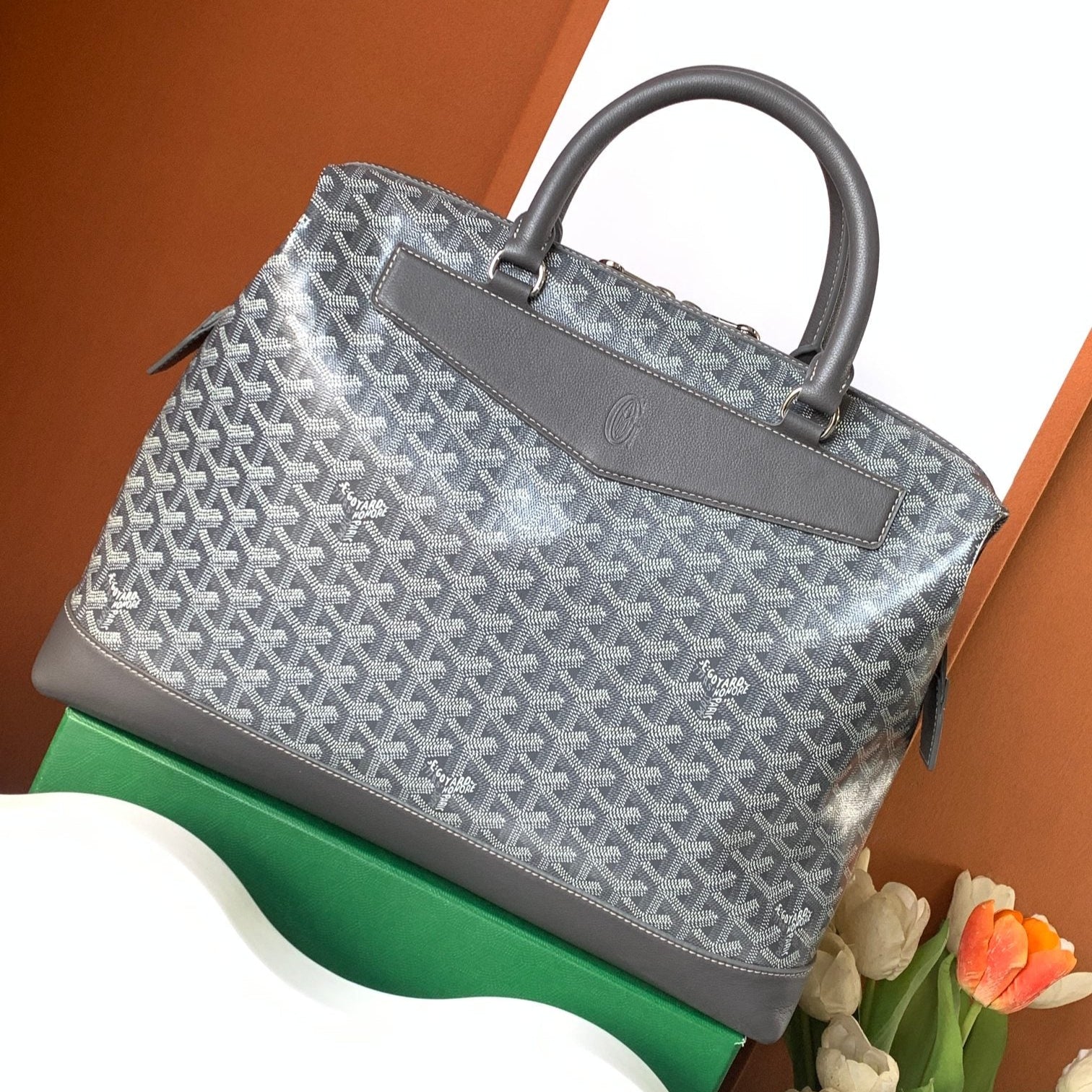 Grey Canvas and Calfskin Document Holder