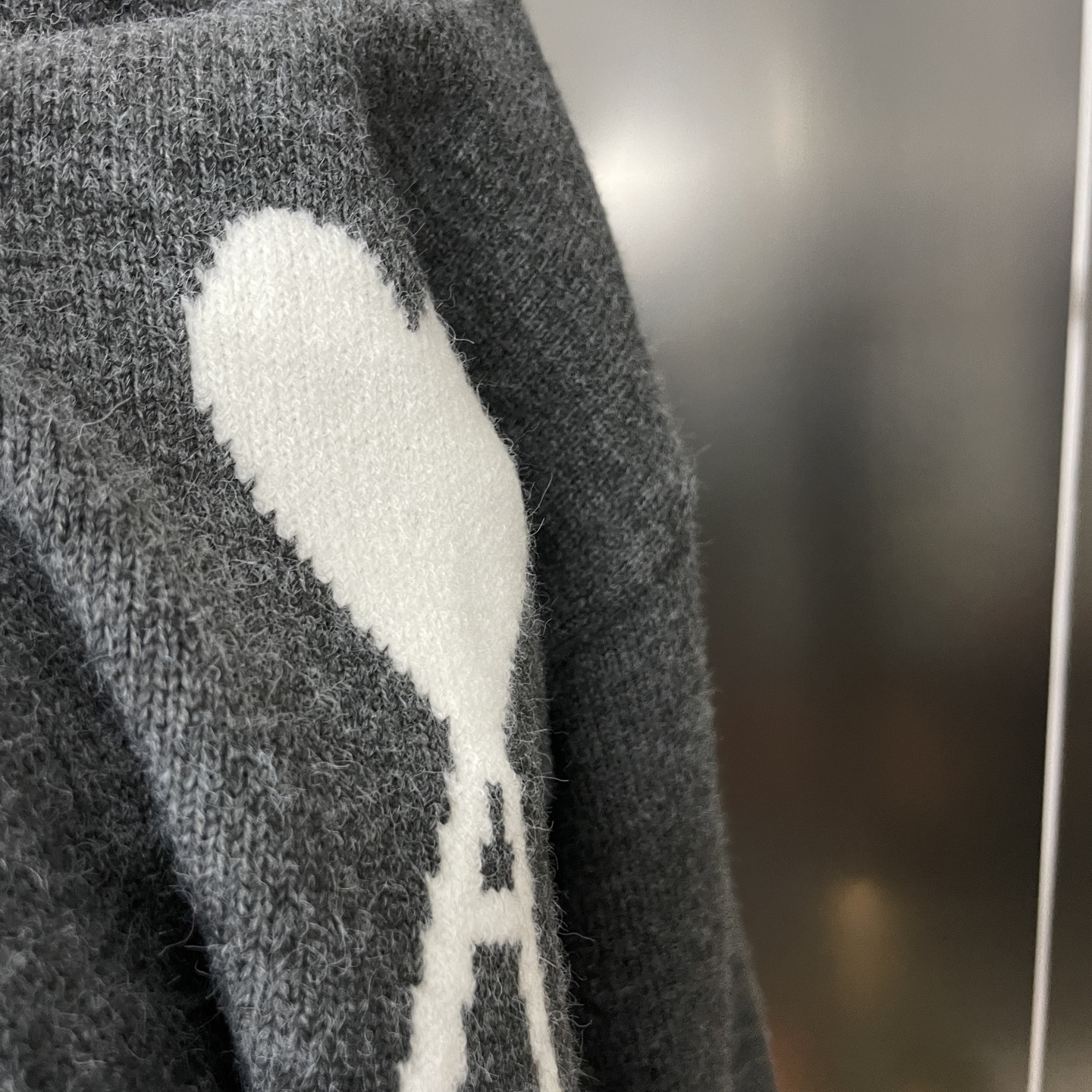 New White Big Heart Knitted Cardigan Sweater