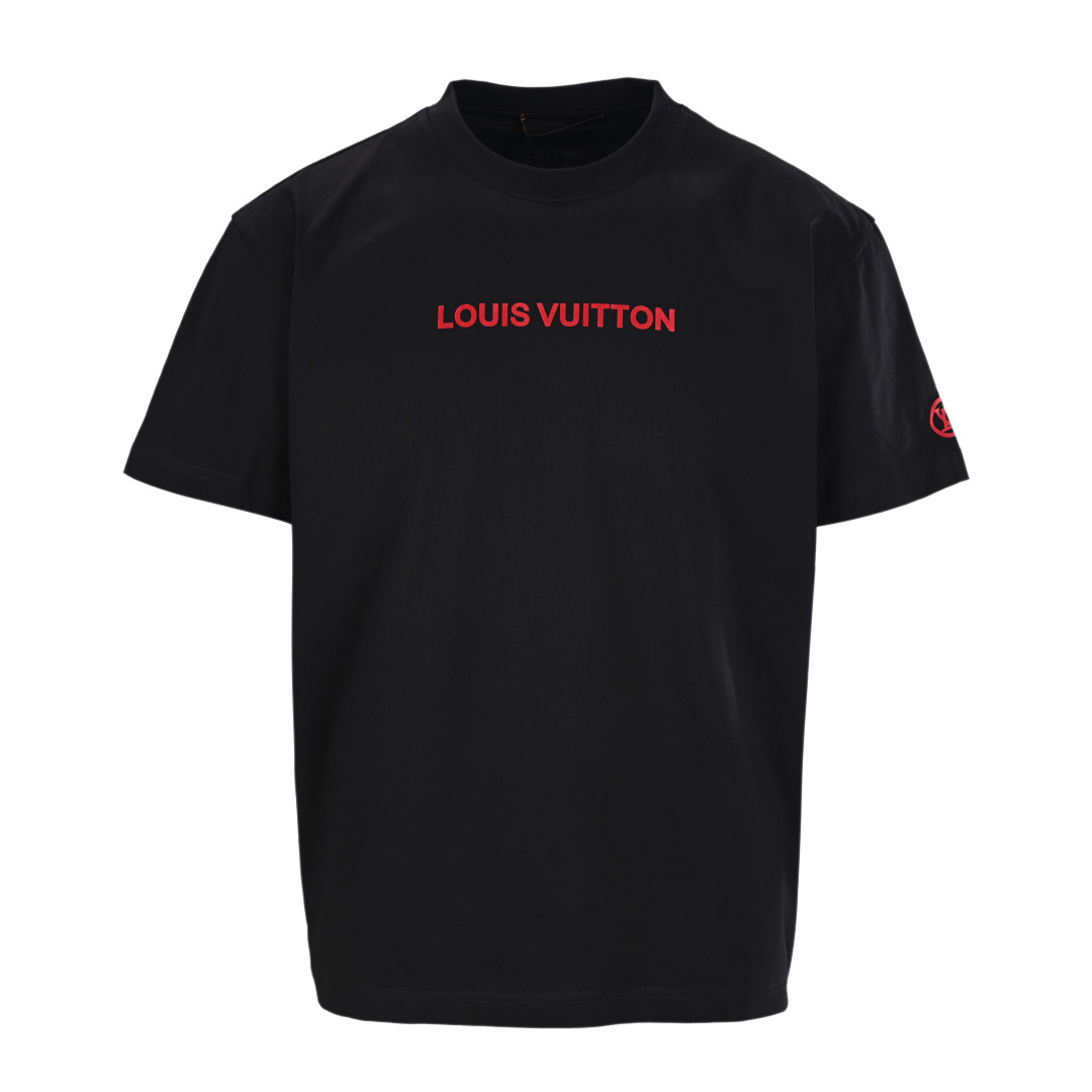 Flocked letter short-sleeved T-shirt