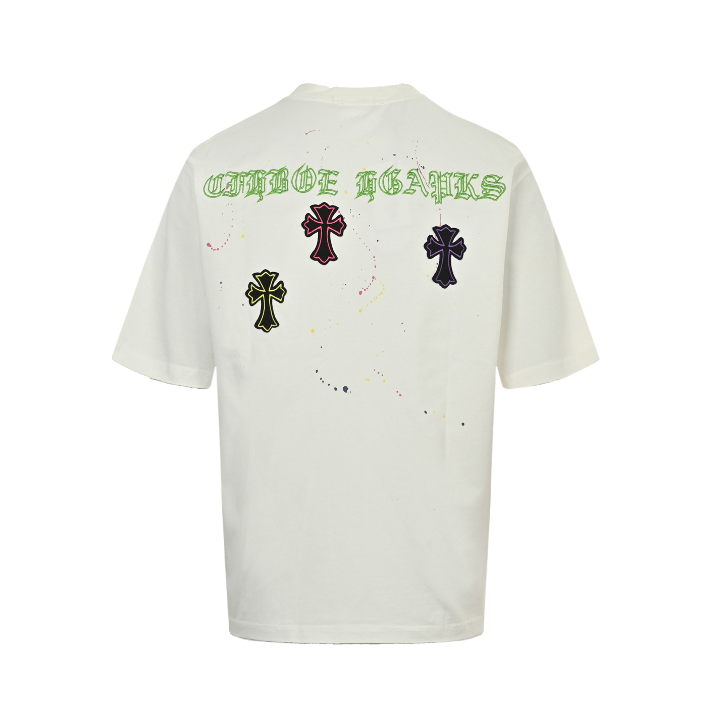 Graffiti cross patch embroidered washed short sleeves