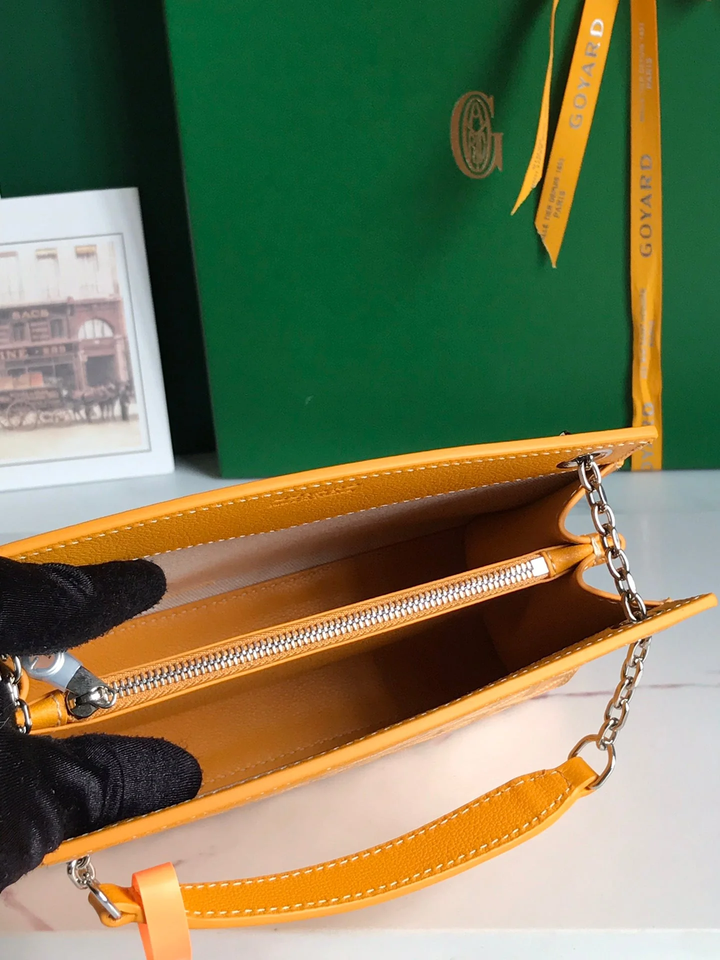 Yellow Calfskin Structured Mini Bag