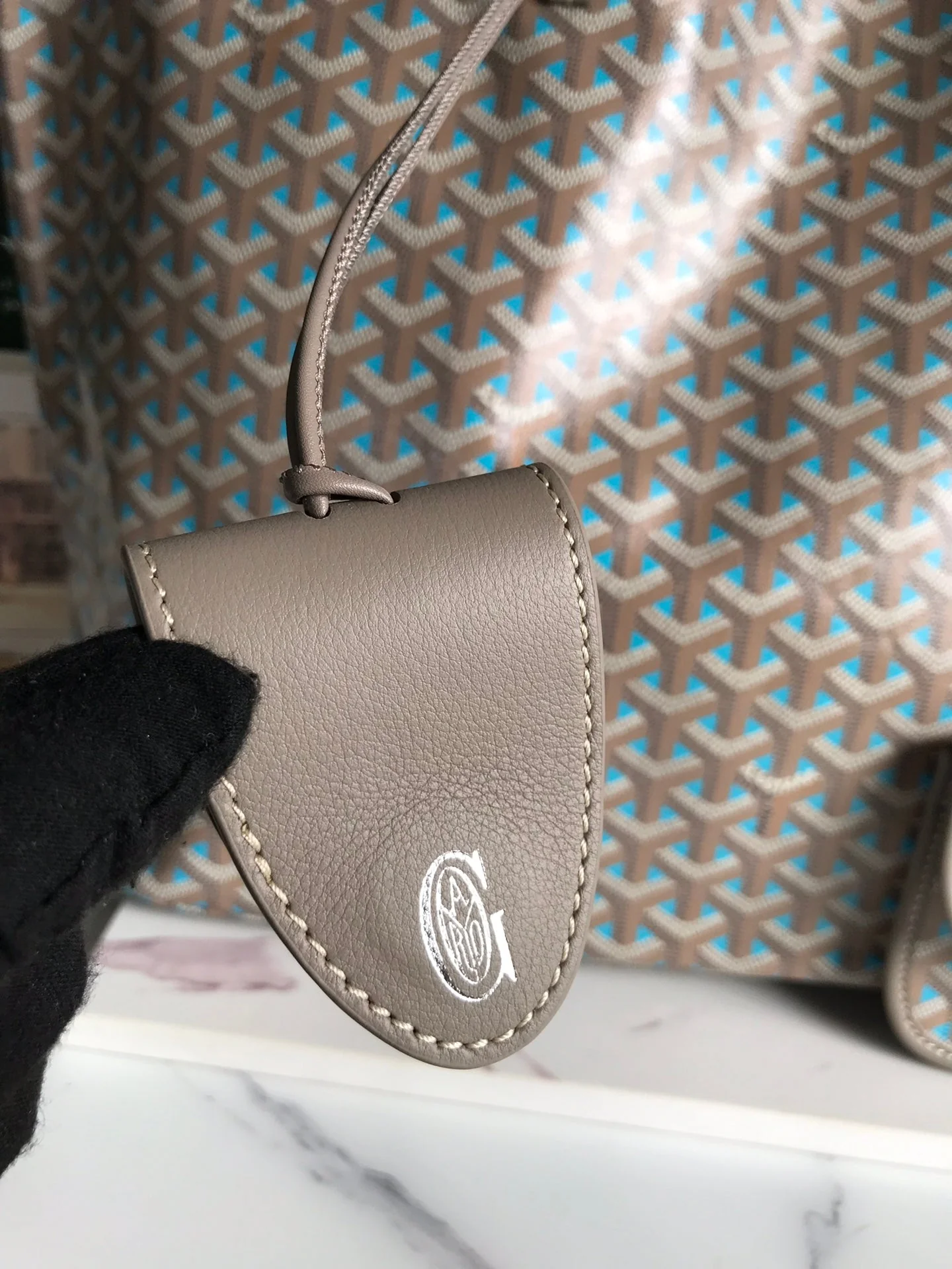 Grey and Blue Canvas Bag