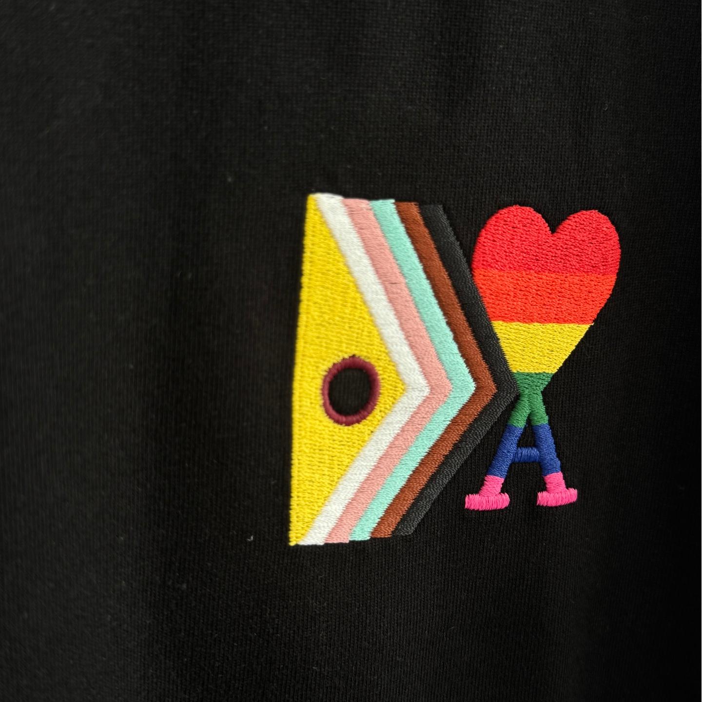 New Rainbow Heart Round Neck T-shirt