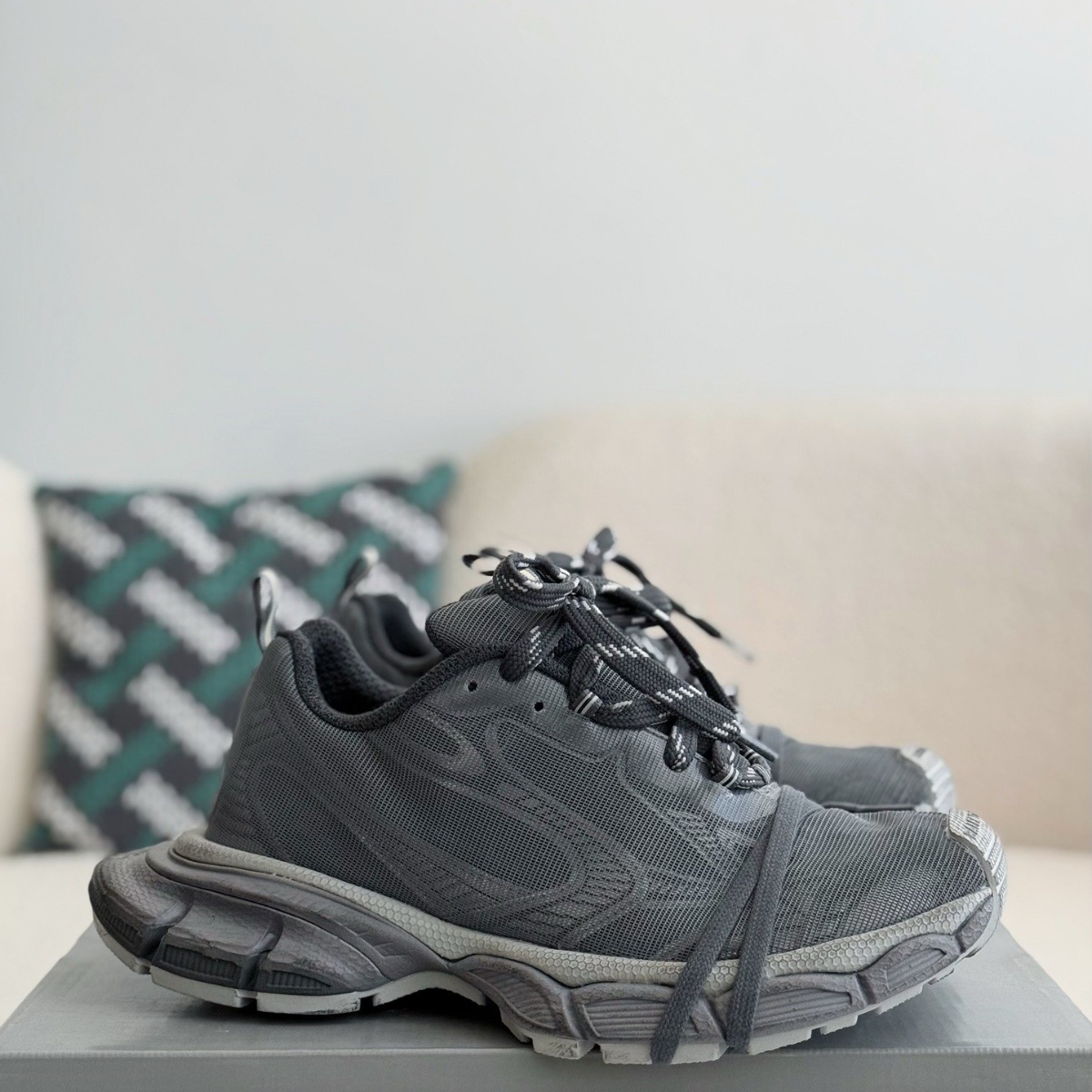 Distressed Mesh and Rubber Sneakers