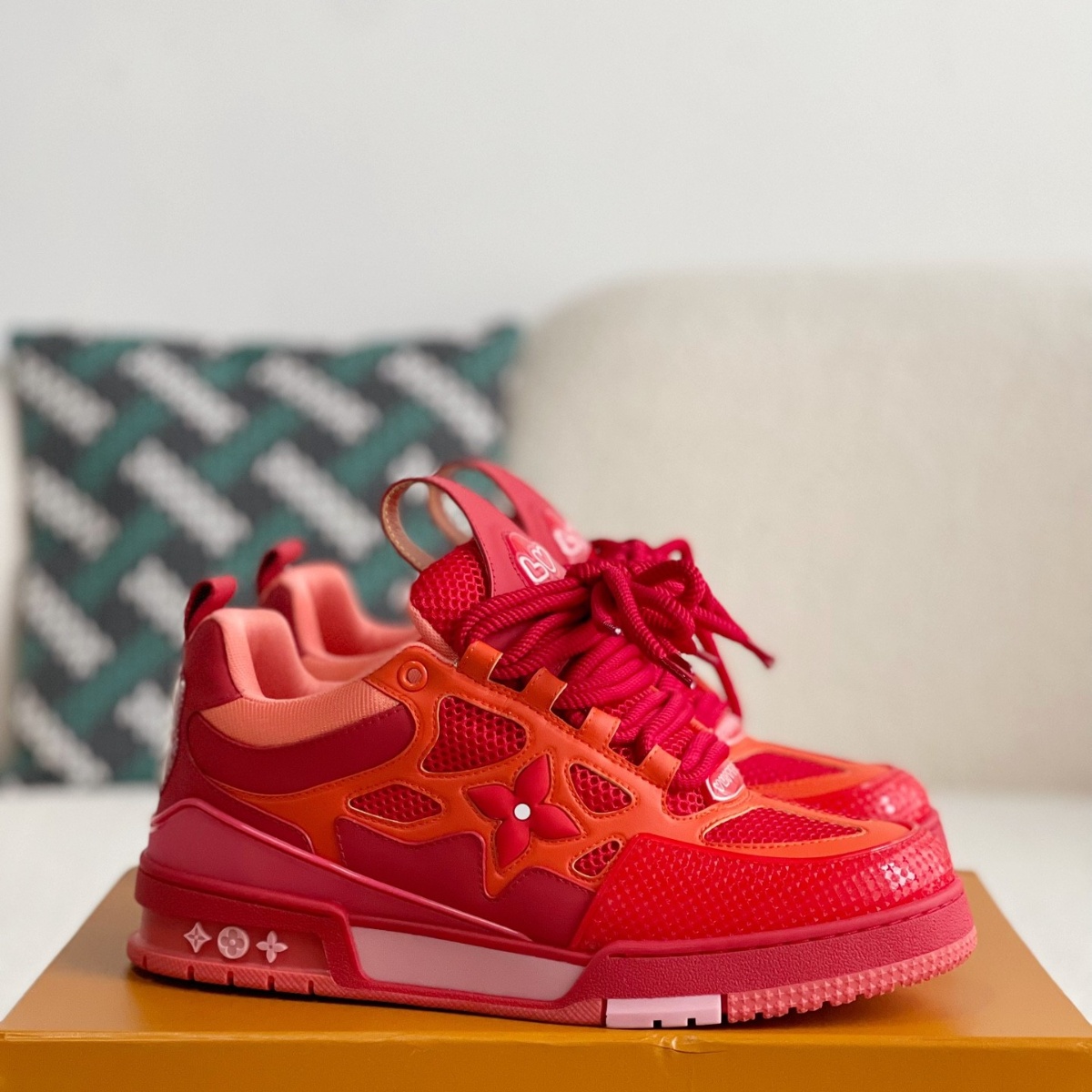 Red Two-Tone 'Skate' Sneakers