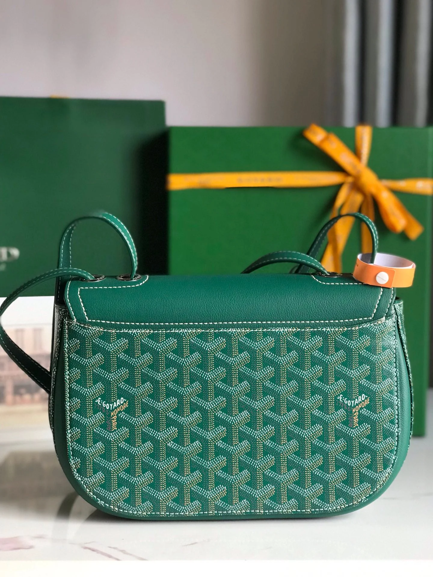 Green Calfskin Canvas Bag
