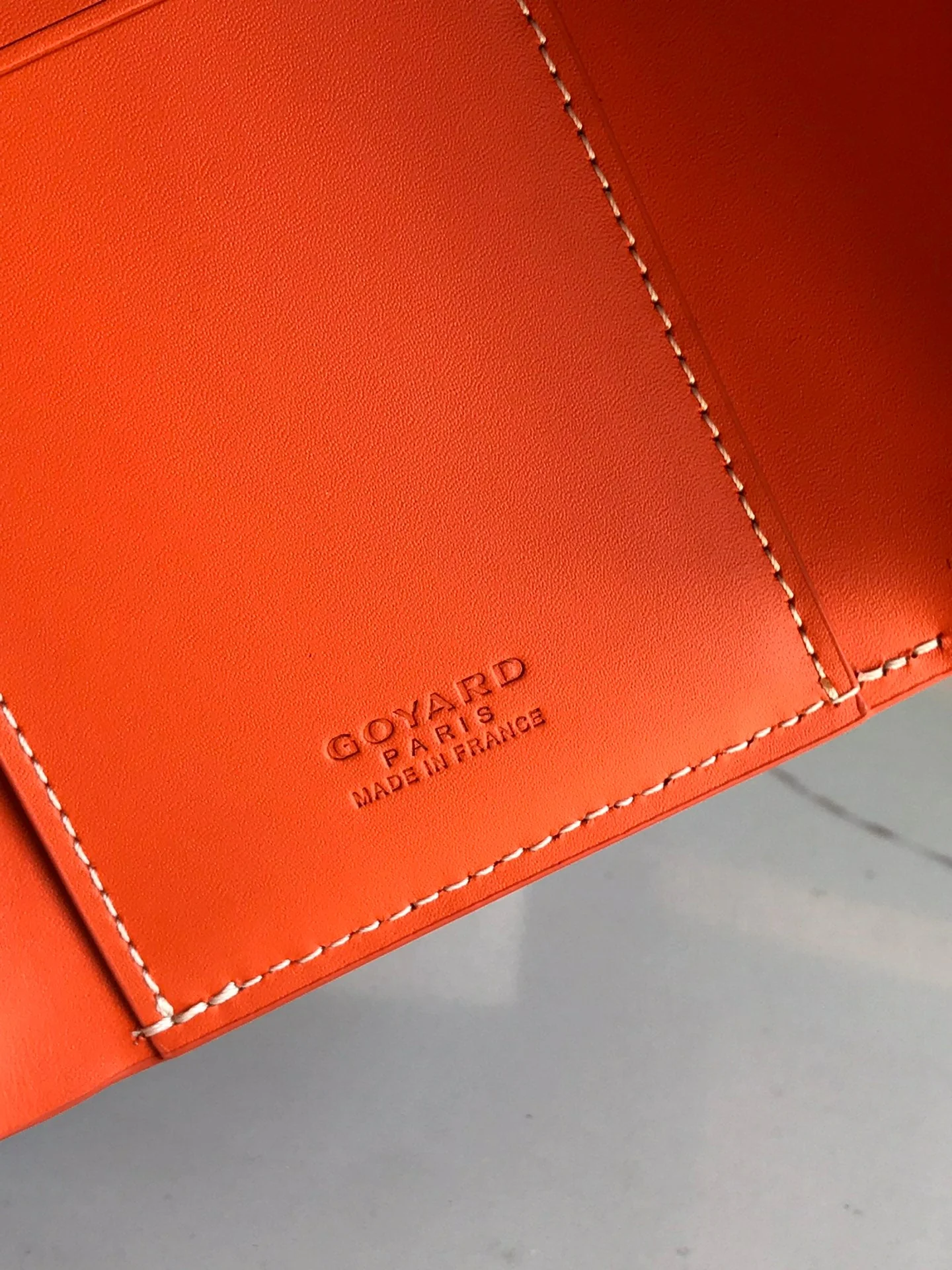 Orange Calfskin Canvas Card Holder