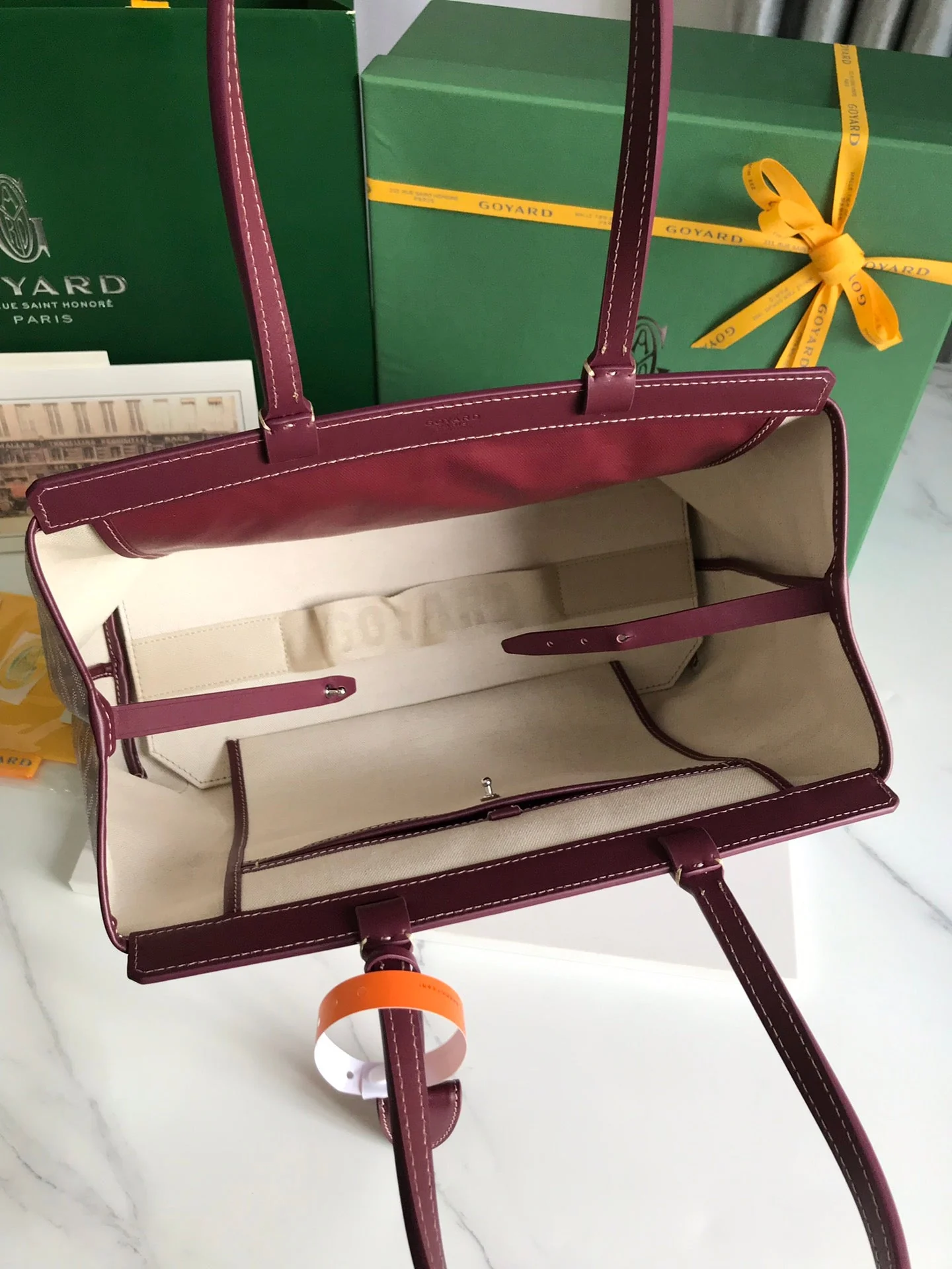 Burgundy Canvas And Calfskin Trim Bag