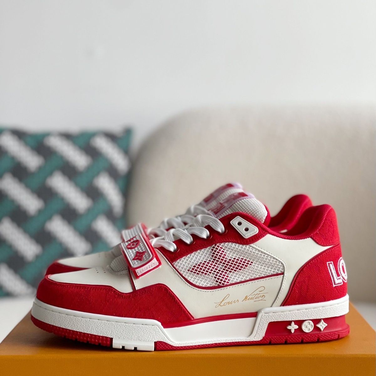 Red men's sports shoes