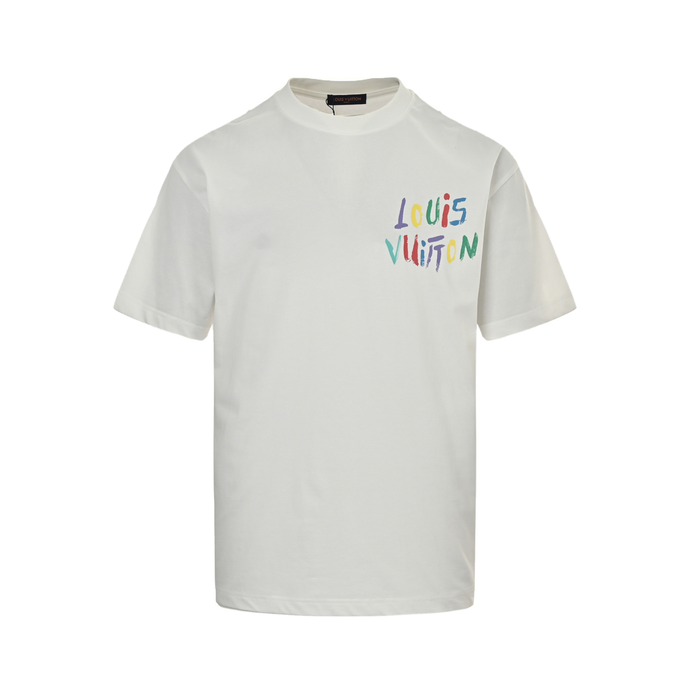 Hand-painted colorful logo graffiti print short-sleeved T-shirt