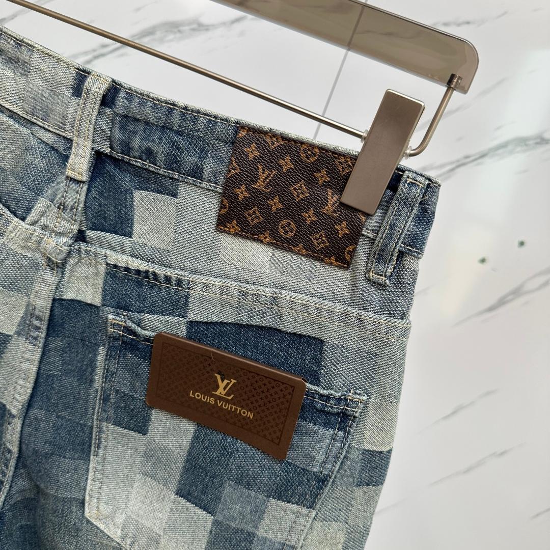 Blue Plaid Denim Shorts