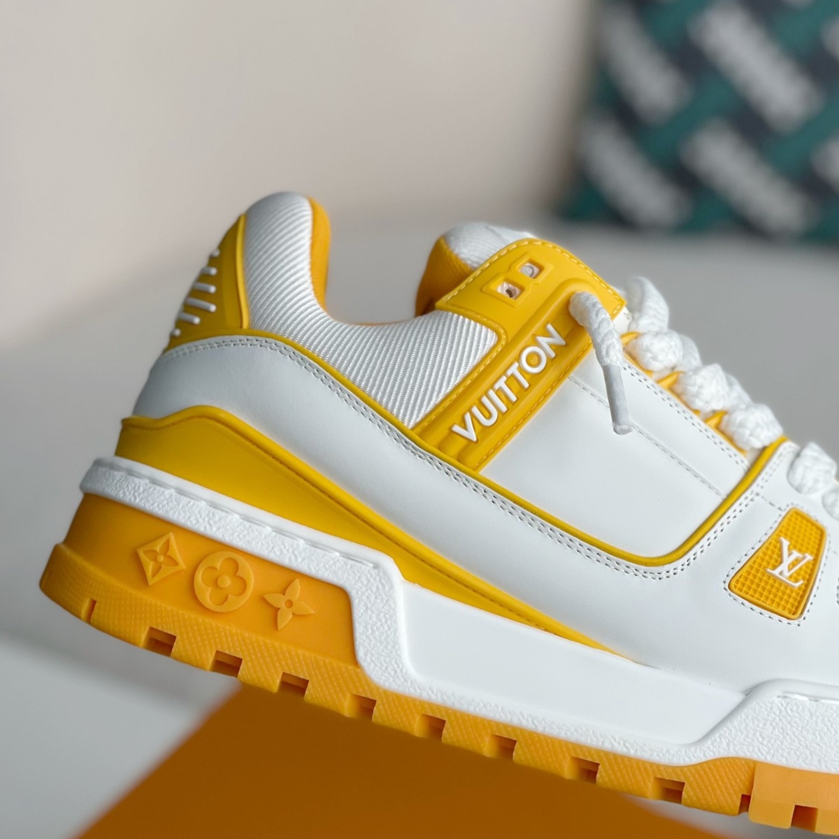 High-top orange sneakers