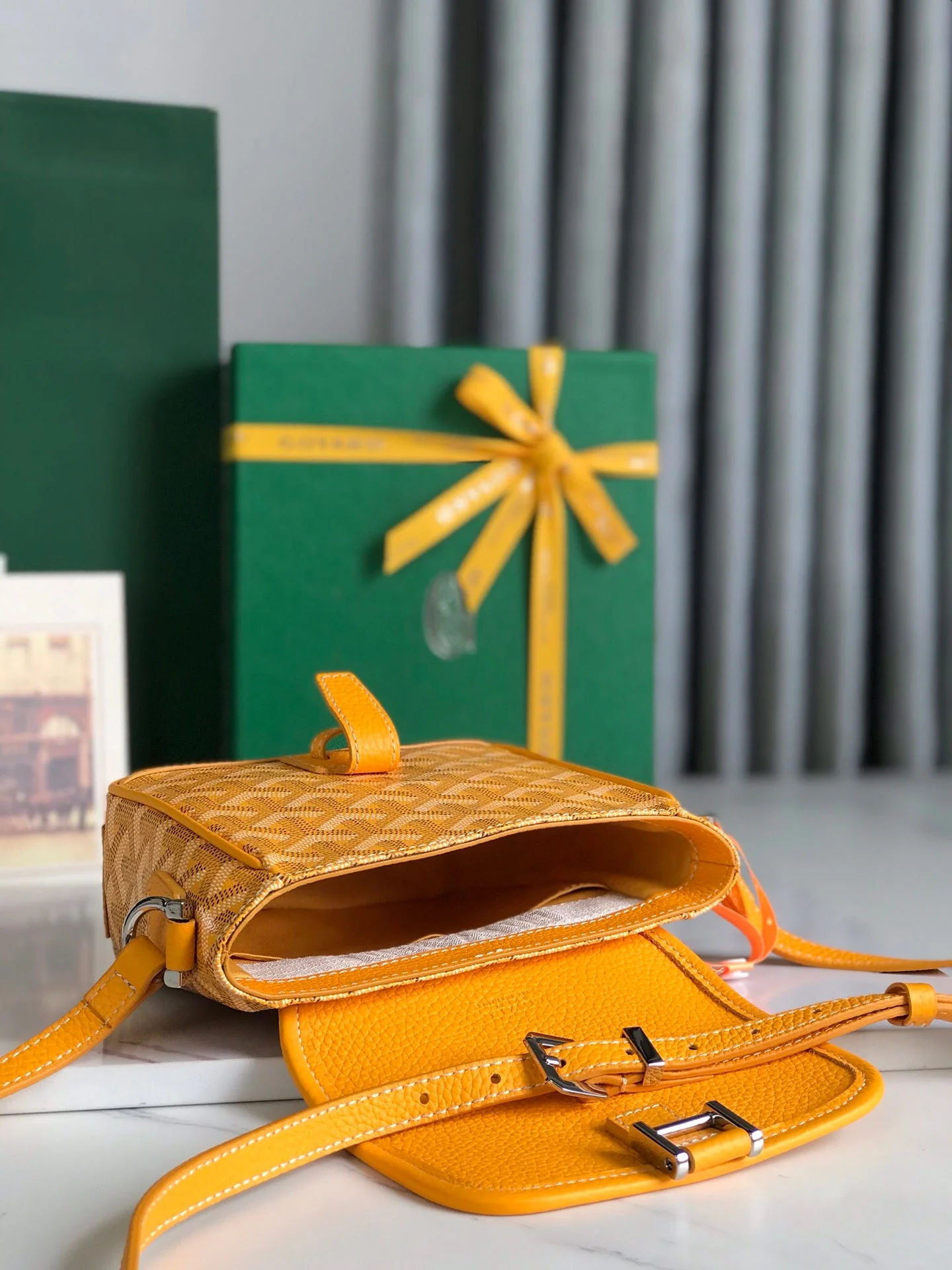 Yellow Elegant Canvas and Lambskin