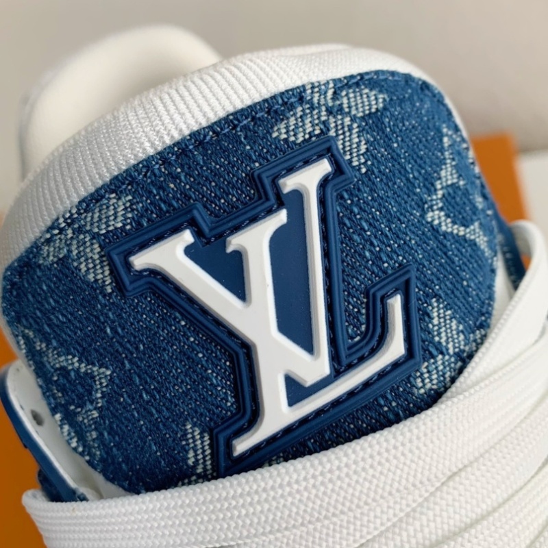 White & Blue Denim 'Trainer' Sneakers