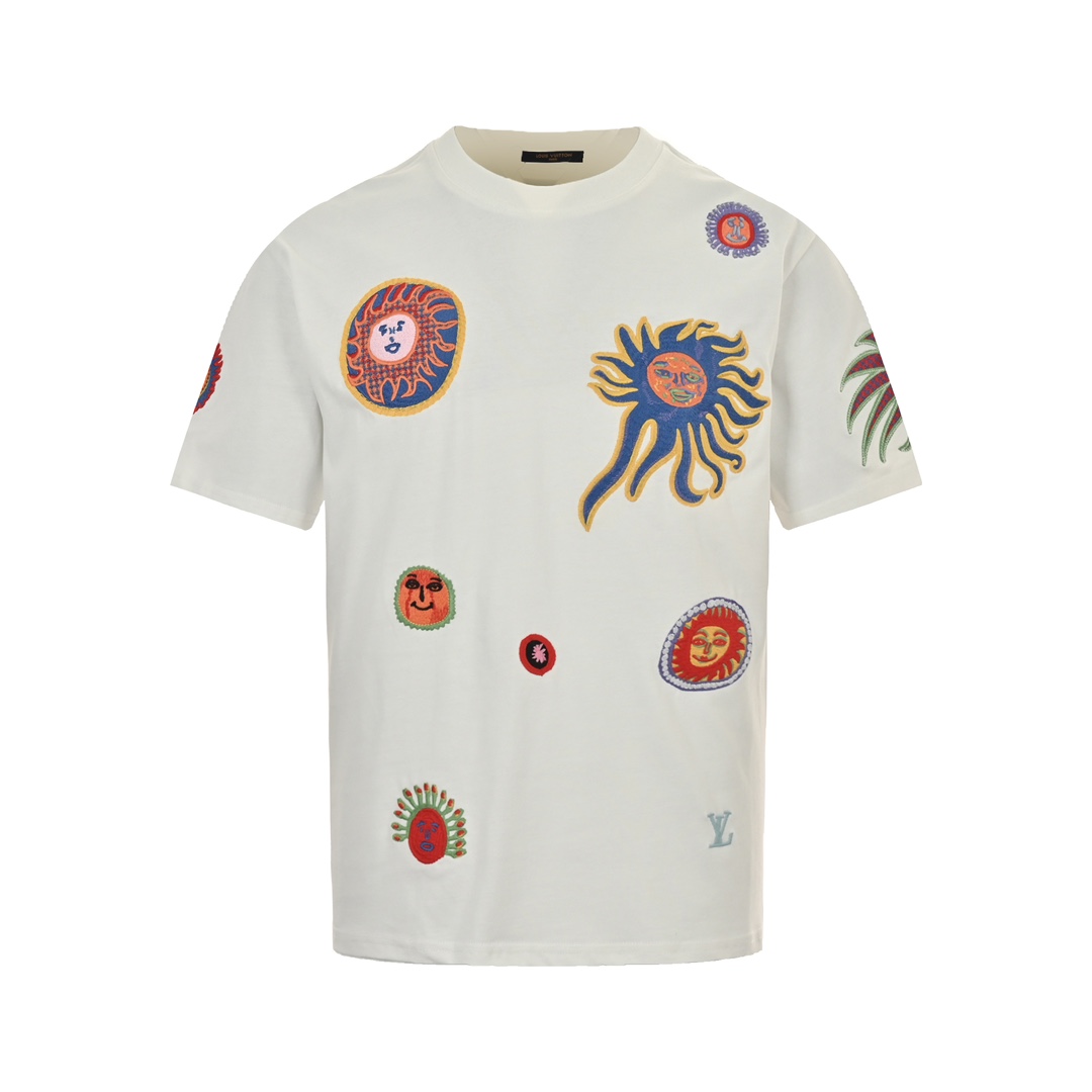 Embroidered Crew Neck Short Sleeve T shirt