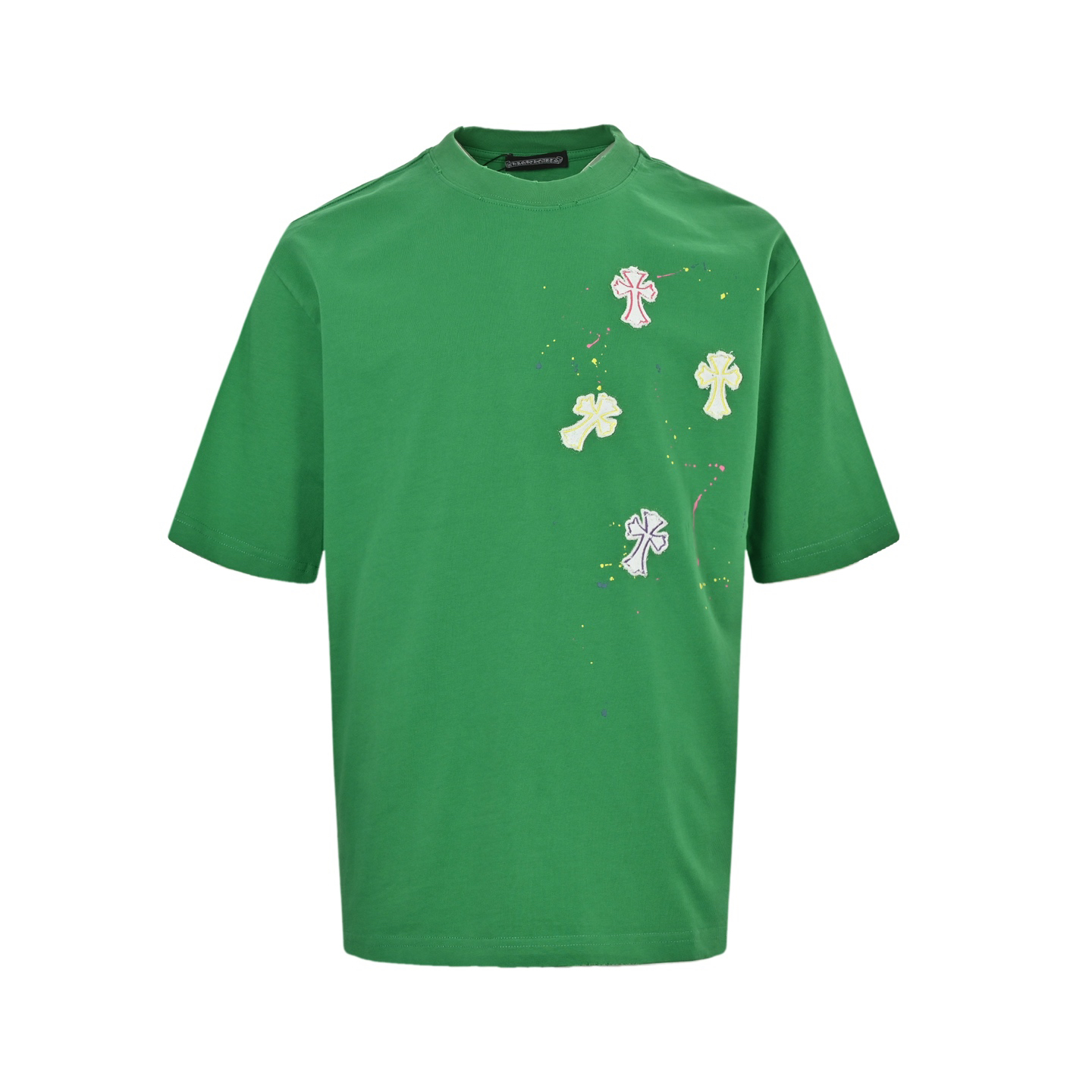 Graffiti cross patch embroidered washed short sleeves