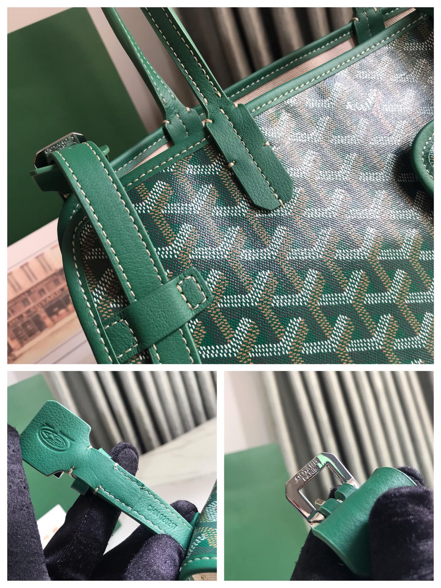 Green Canvas Calfskin Trim Bag