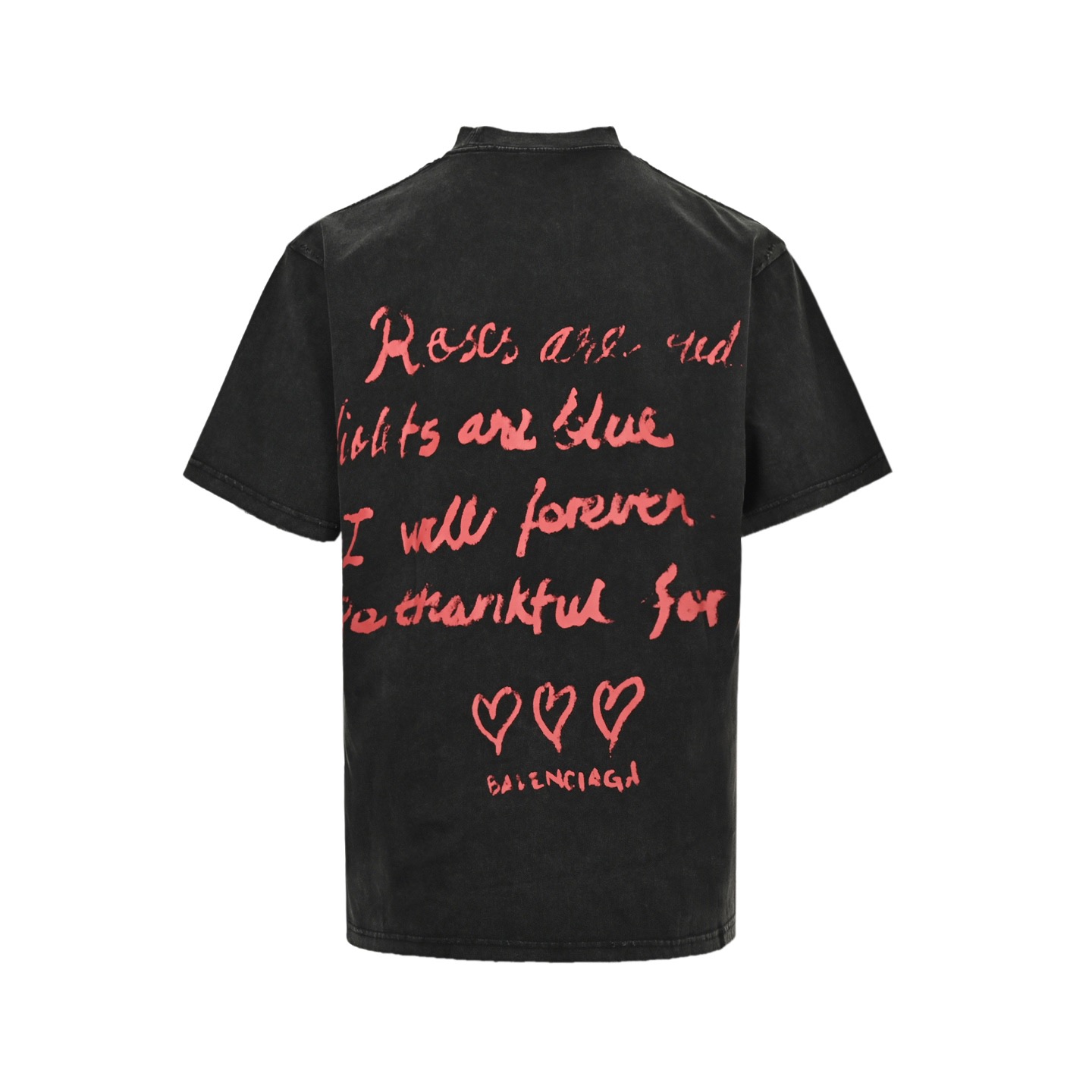 Heart Letters Hole Washed Short Sleeve T-shirt