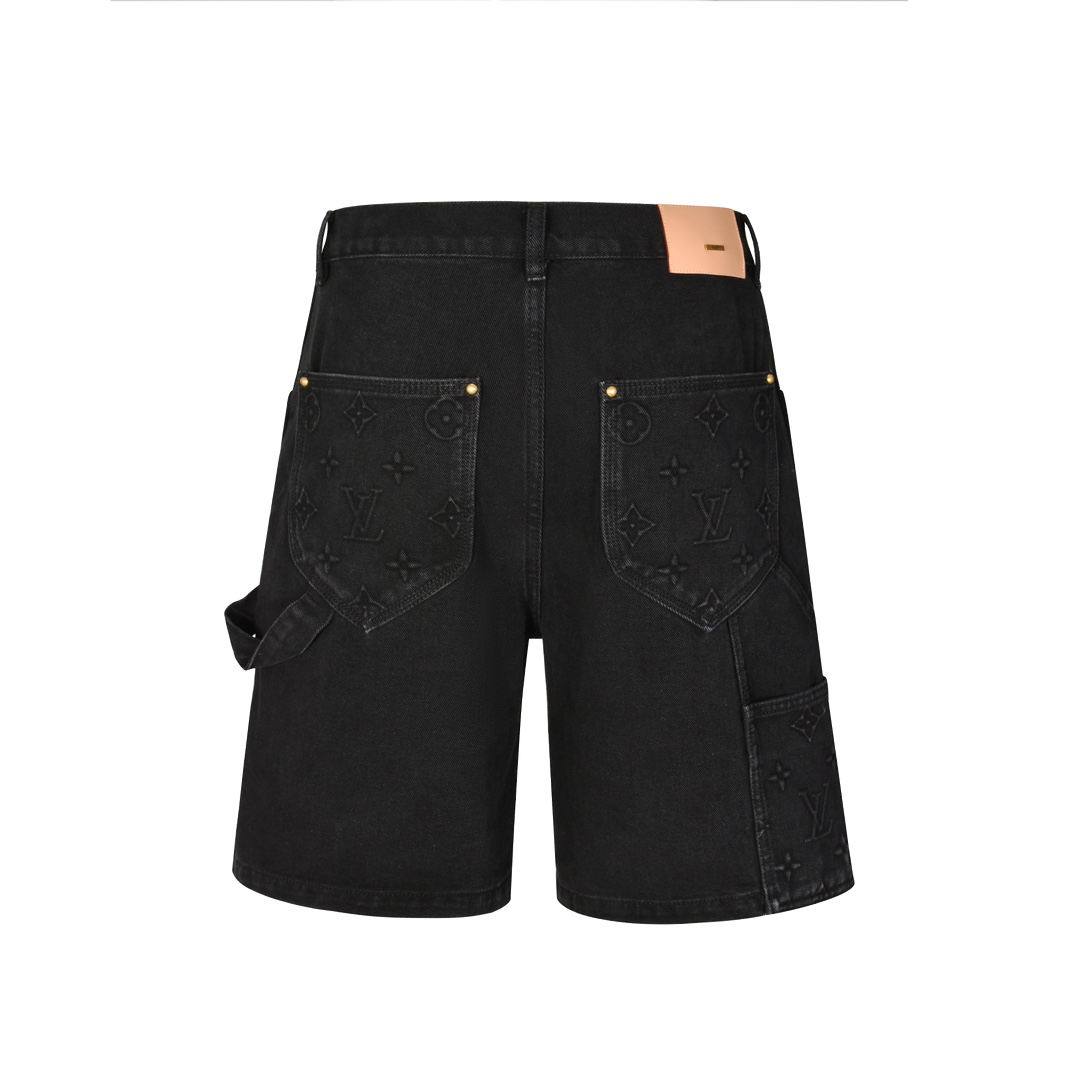 Black Denim Classic Cargo Shorts