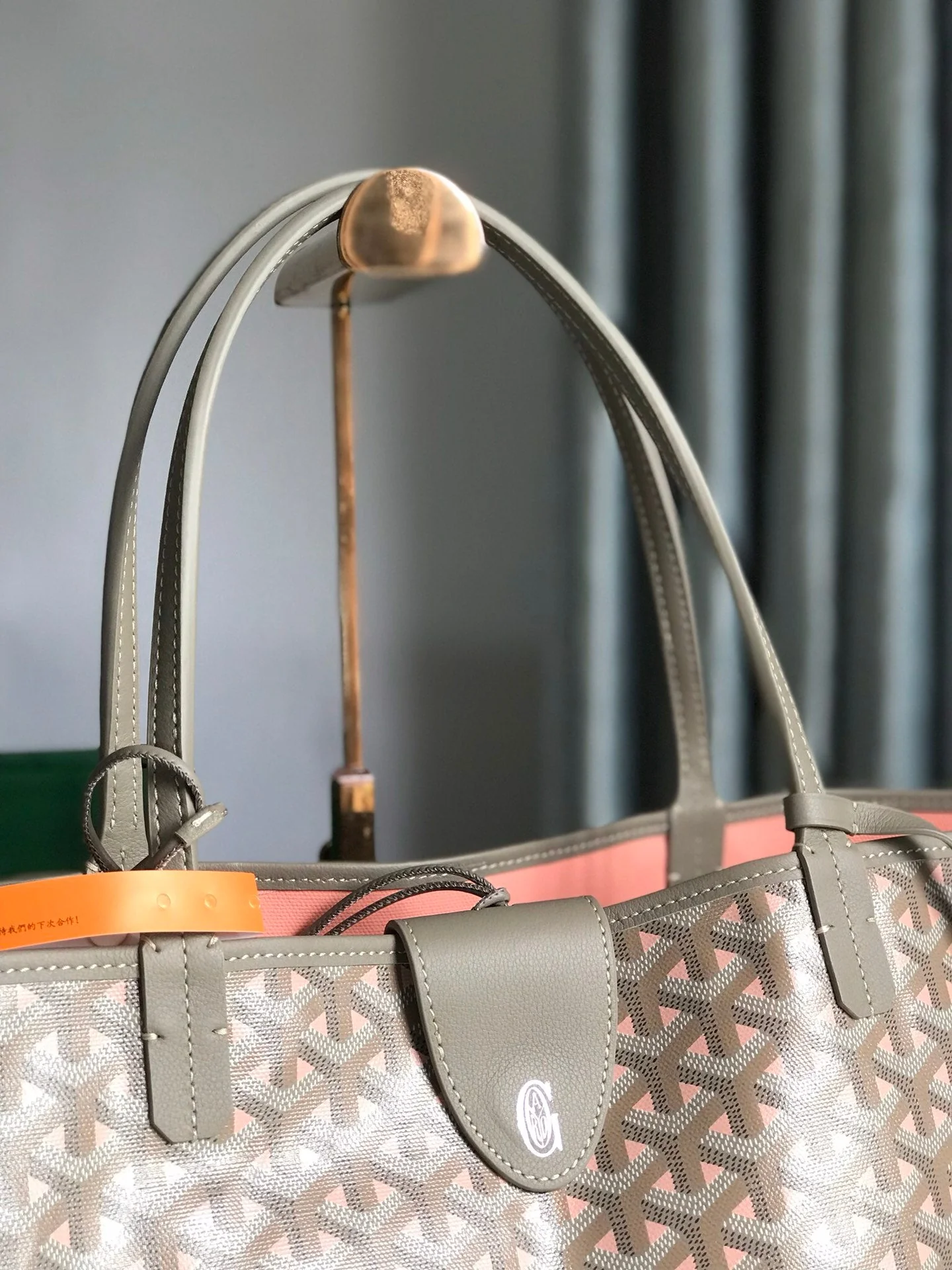 Grey and Pink Canvas Bag