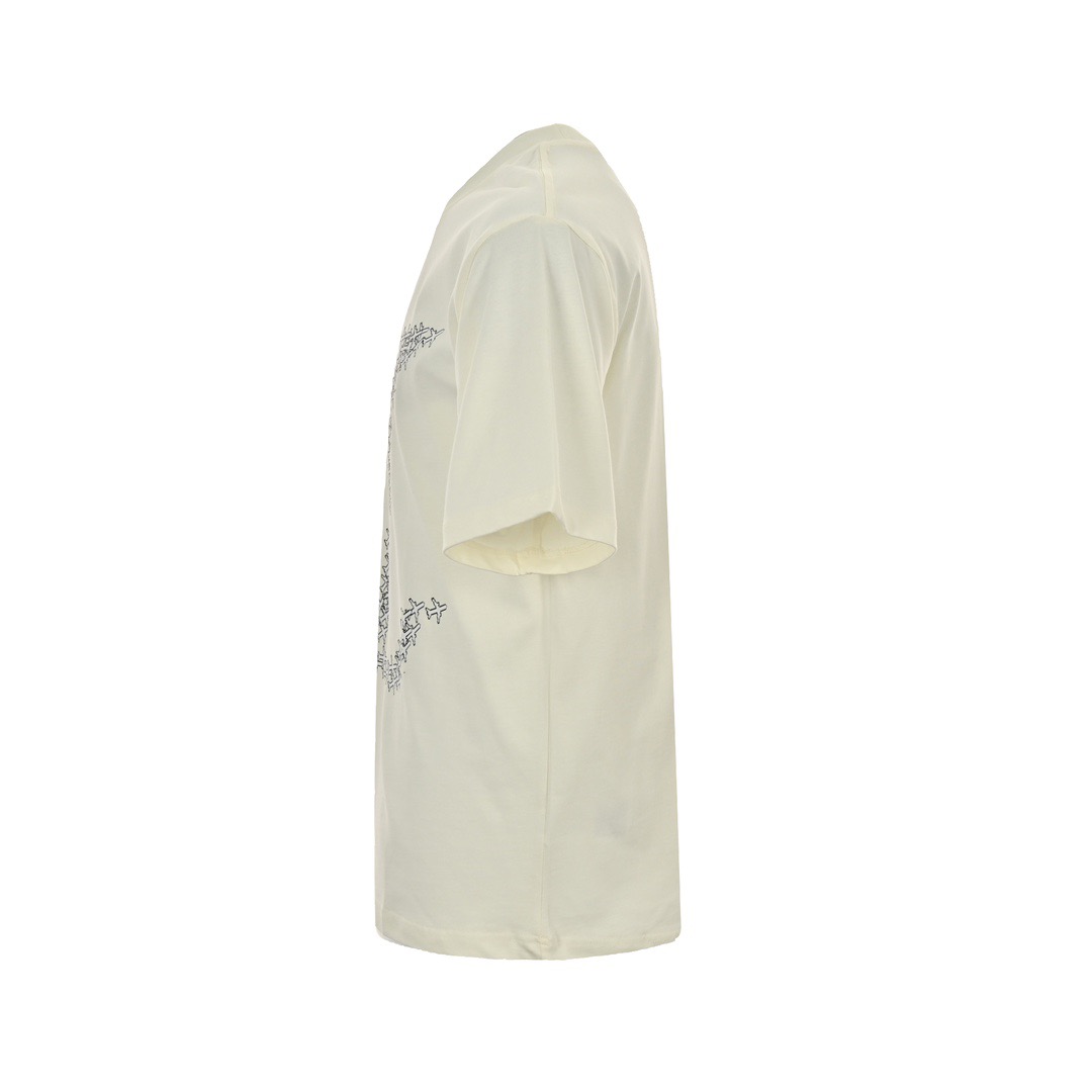 Airplane lettering logo print short-sleeved T-shirt