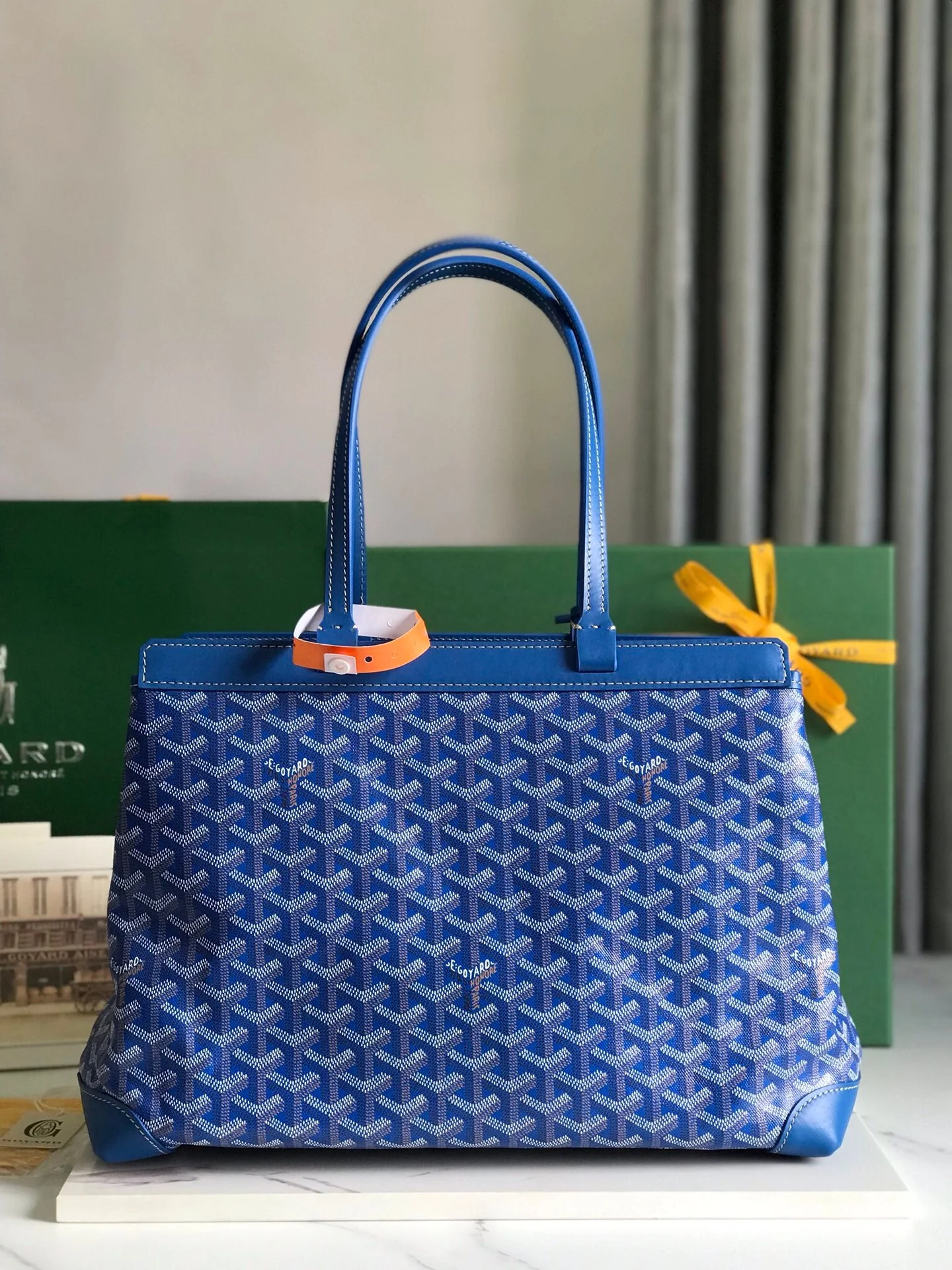 Blue Canvas And Calfskin Trim Bag