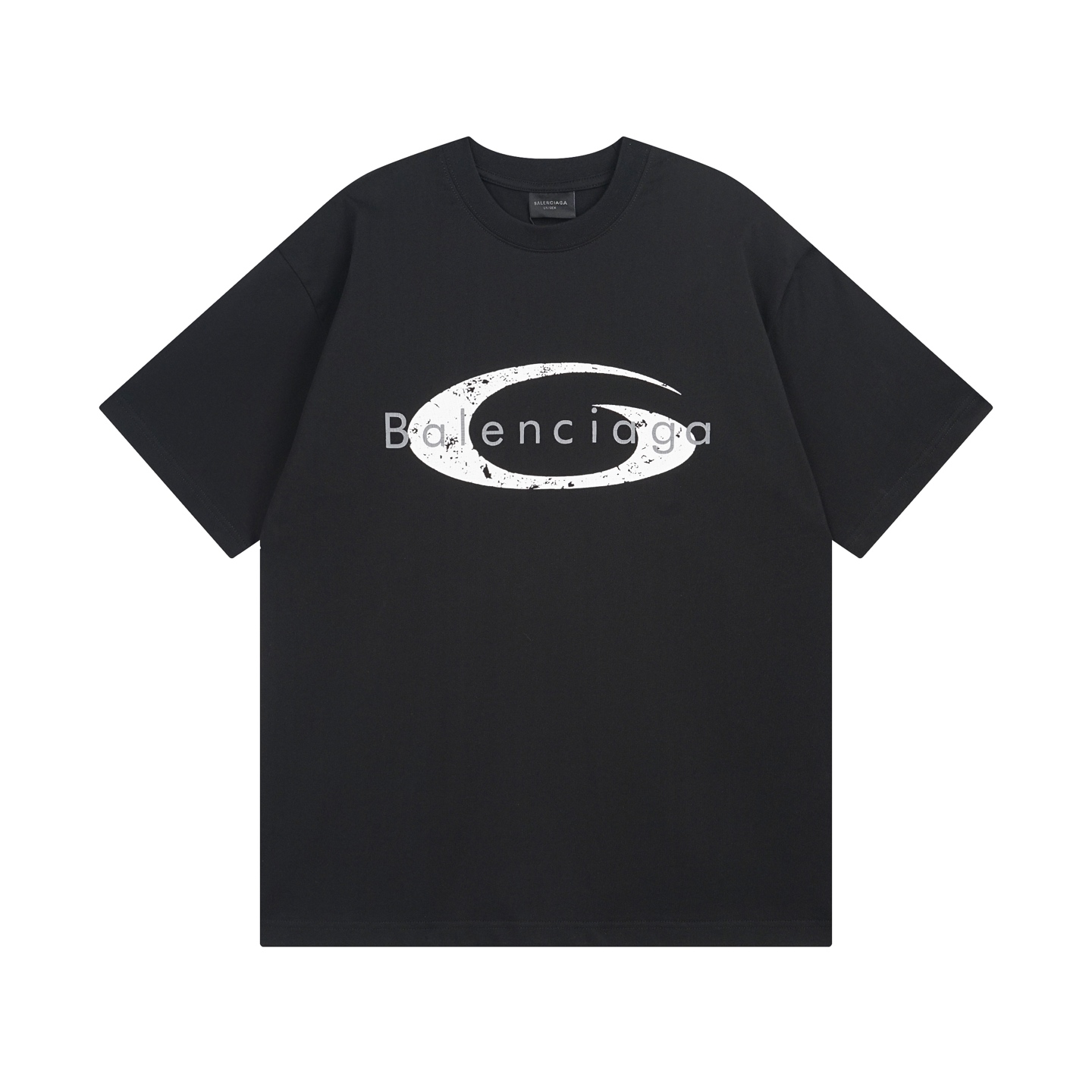 Artistic cracked print short-sleeved T-shirt