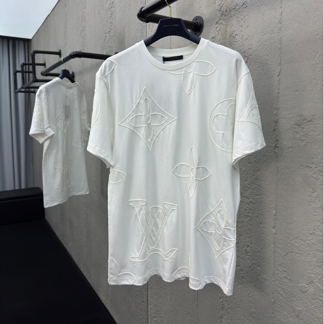 Chain embroidery short-sleeved T-shirt