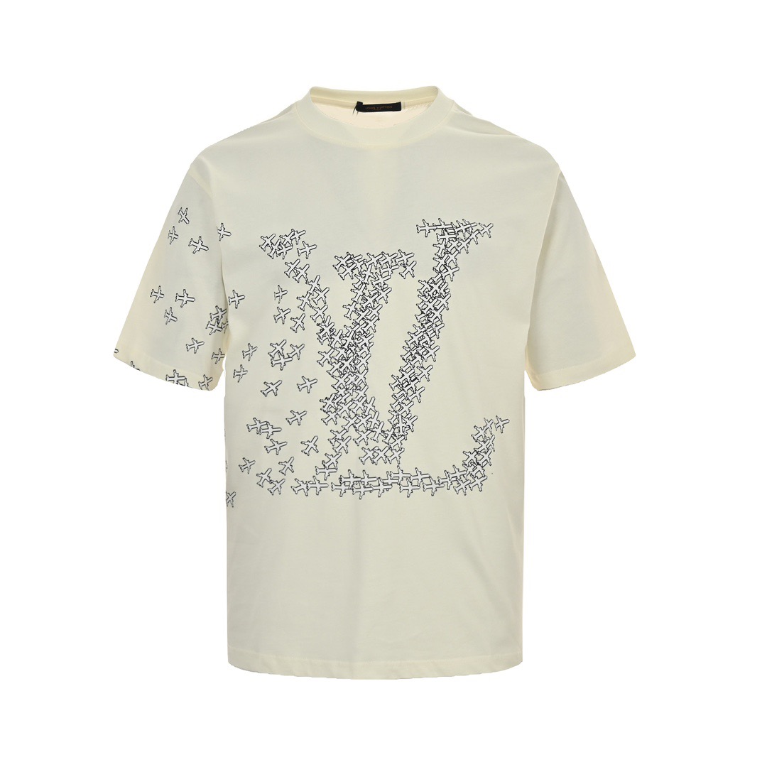 Airplane lettering logo print short-sleeved T-shirt
