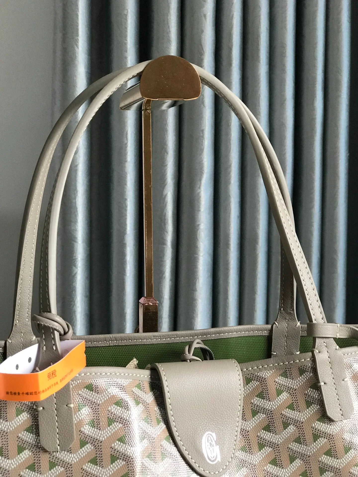 Grey and Green Canvas Bag