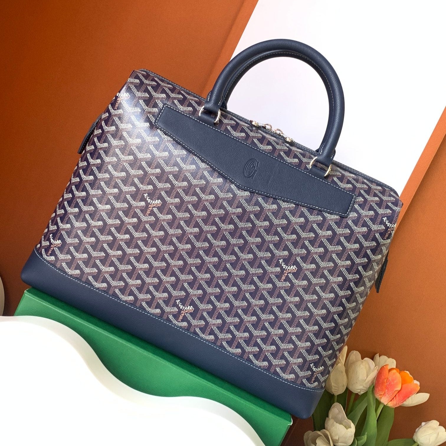 Navy Canvas and Calfskin Document Holder