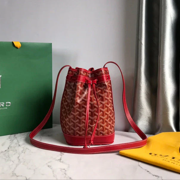 Red Lambskin Trim Bucket Bag