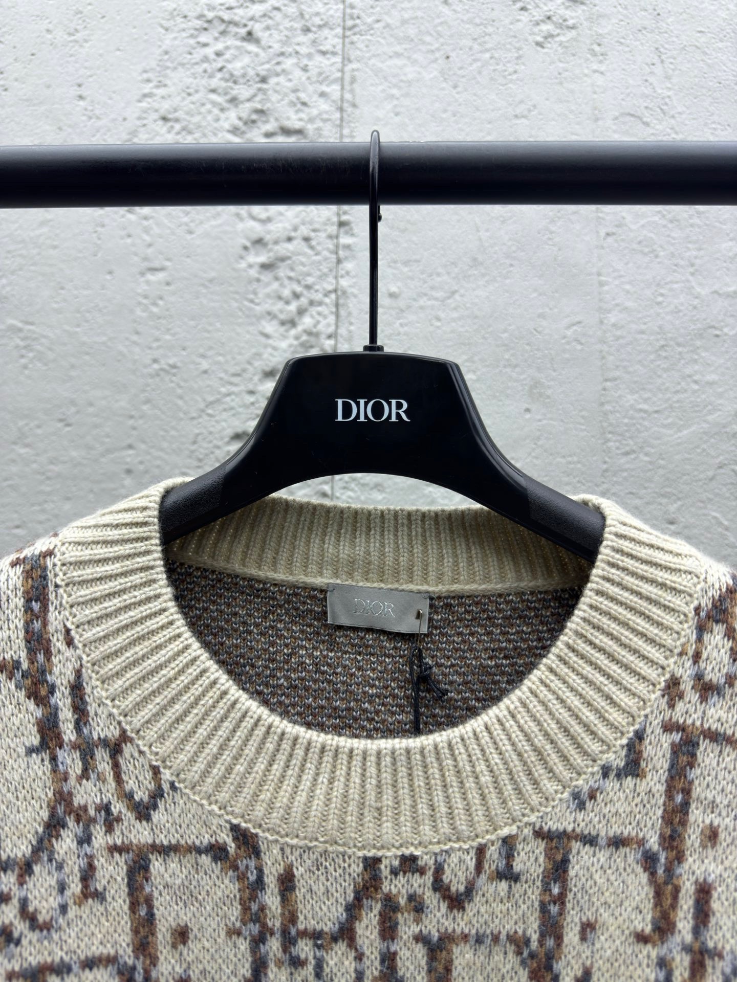Wool Sweater With Lettering Jacquard