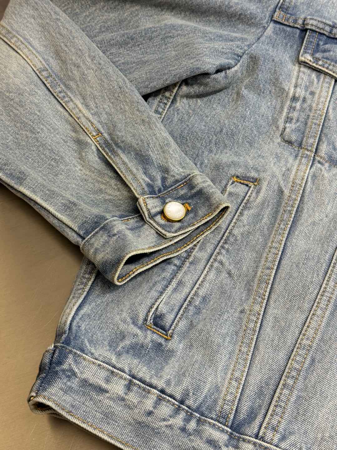 Pearlescent Button Denim Jacket