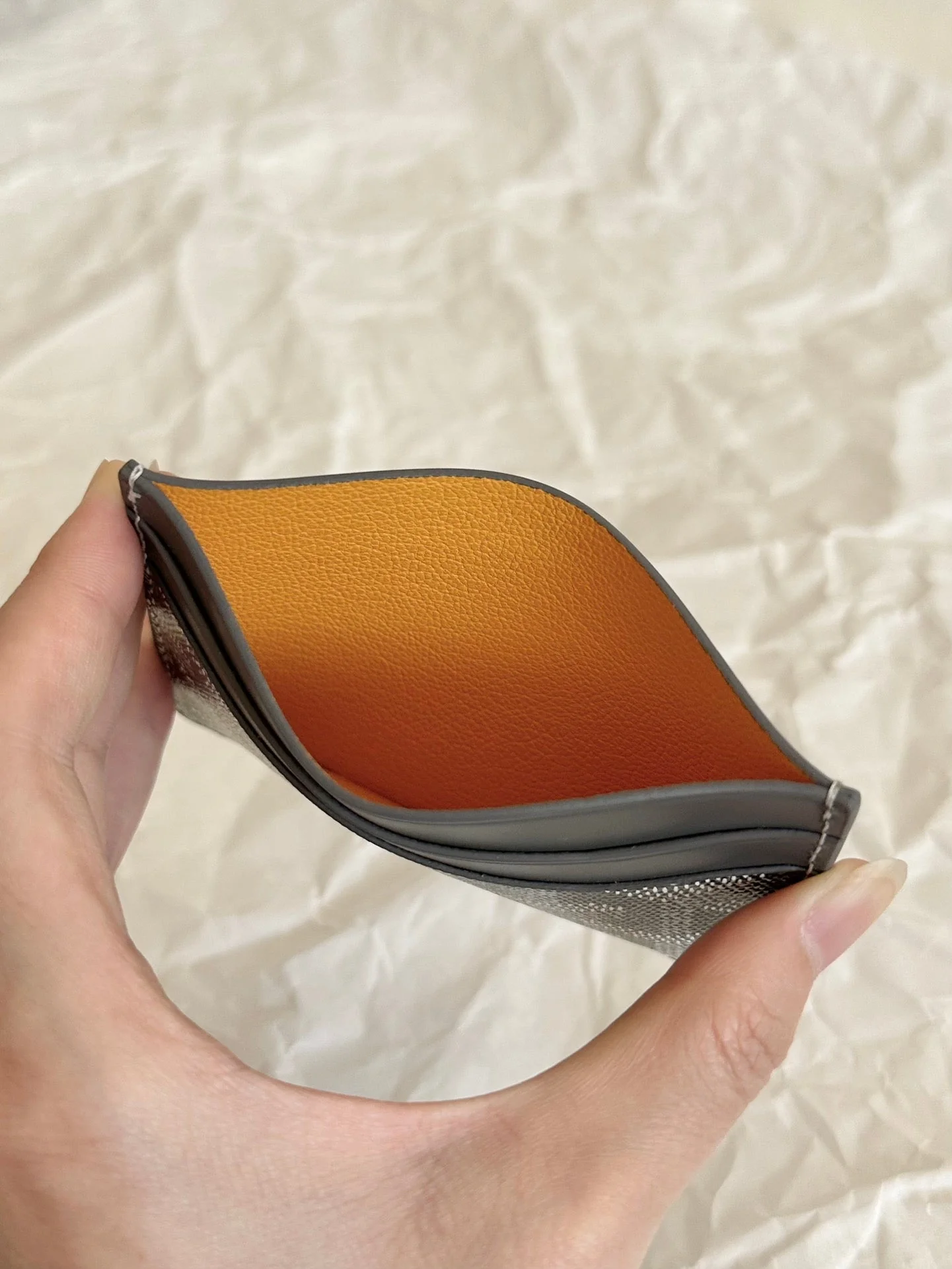 Grey And Black Calfskin Card Holder