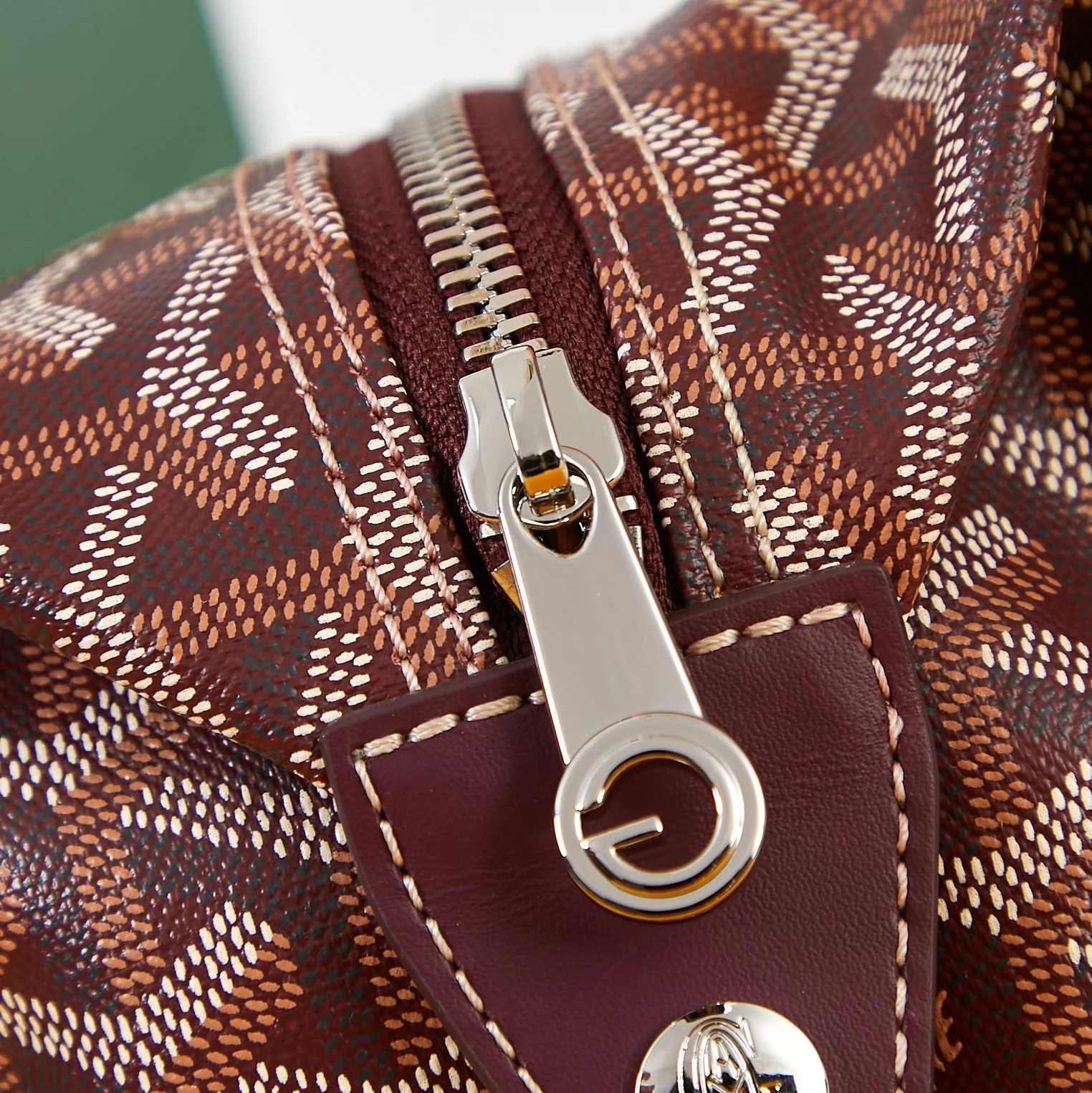 BOWLING TOILETRY BAG 24 IN BURGUNDY RED CANVAS AND CALFSKIN