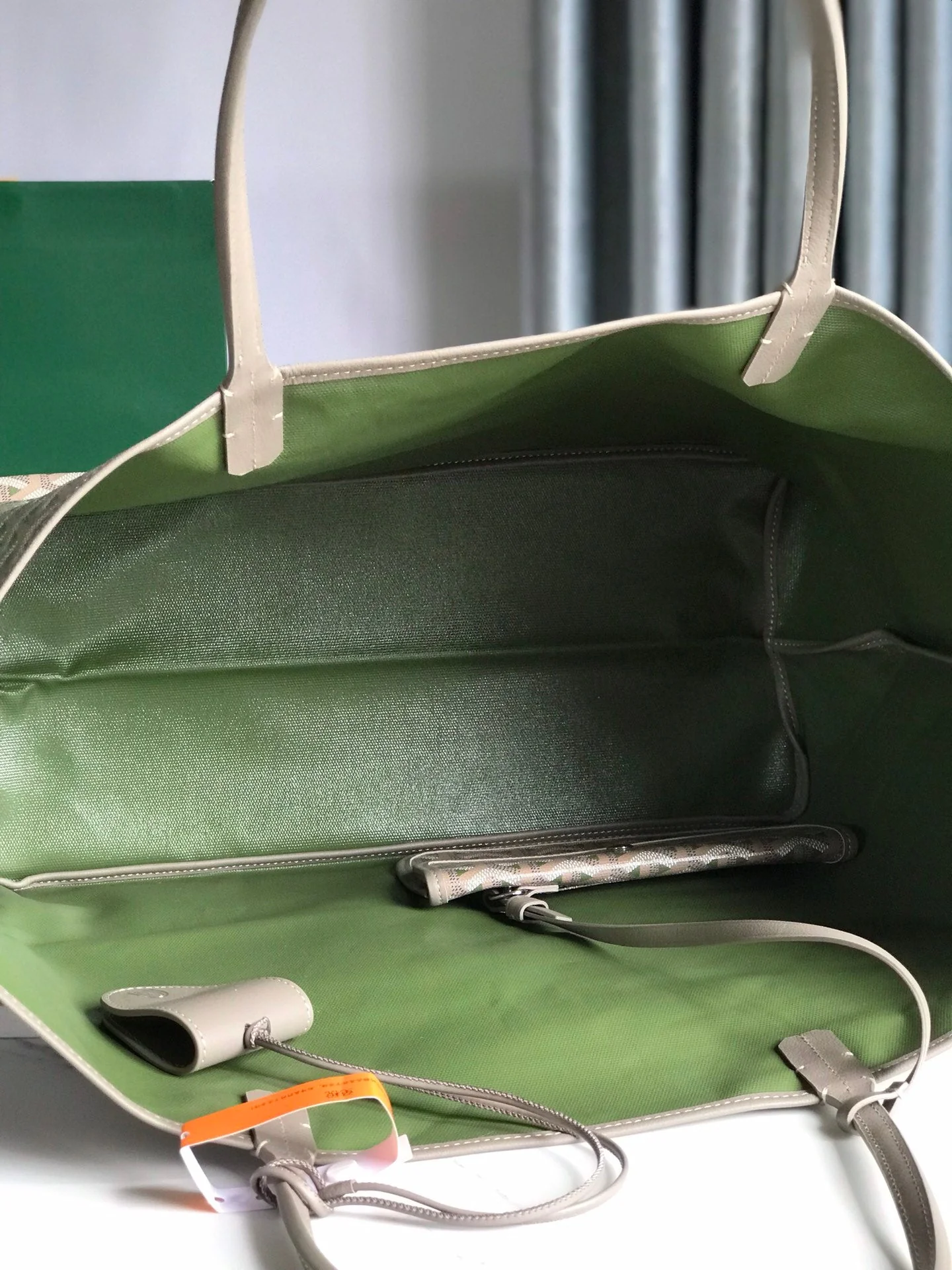 Grey and Green Canvas Bag