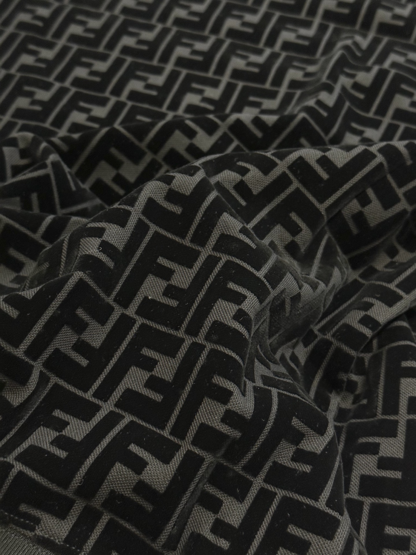 Black Pique Flocked Sweatshirt