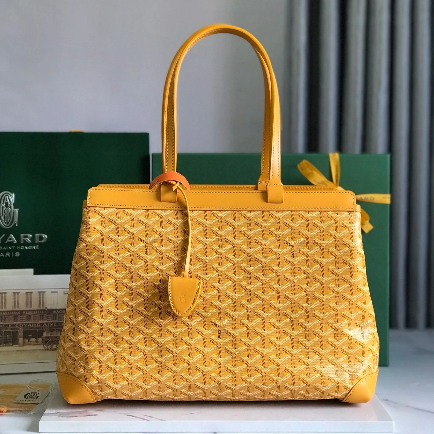 Yellow Canvas And Calfskin Trim Bag