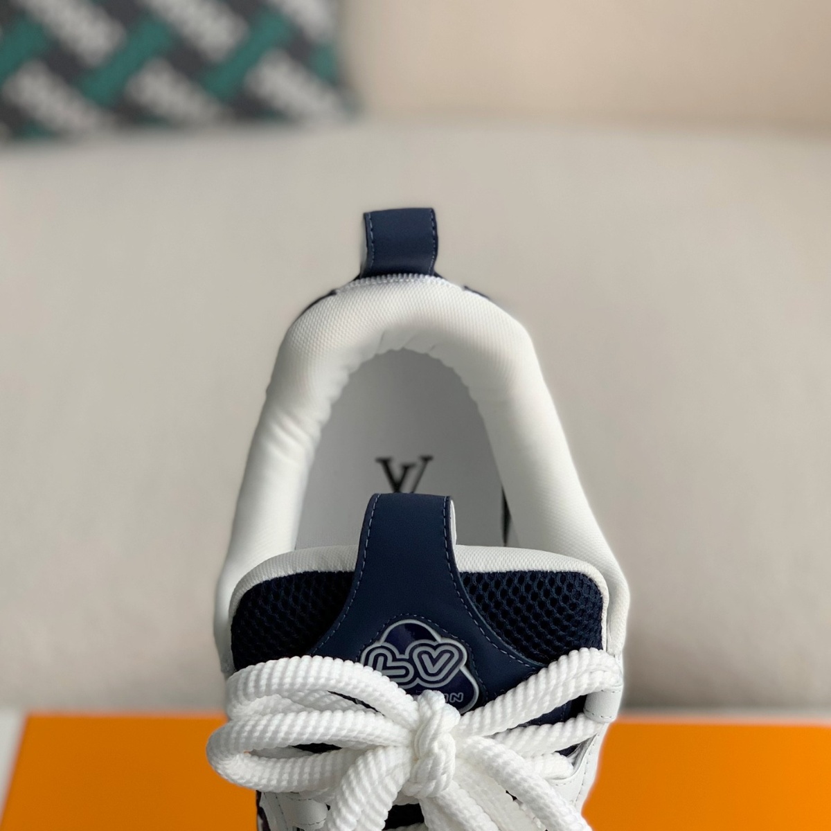 Navy and white sneakers