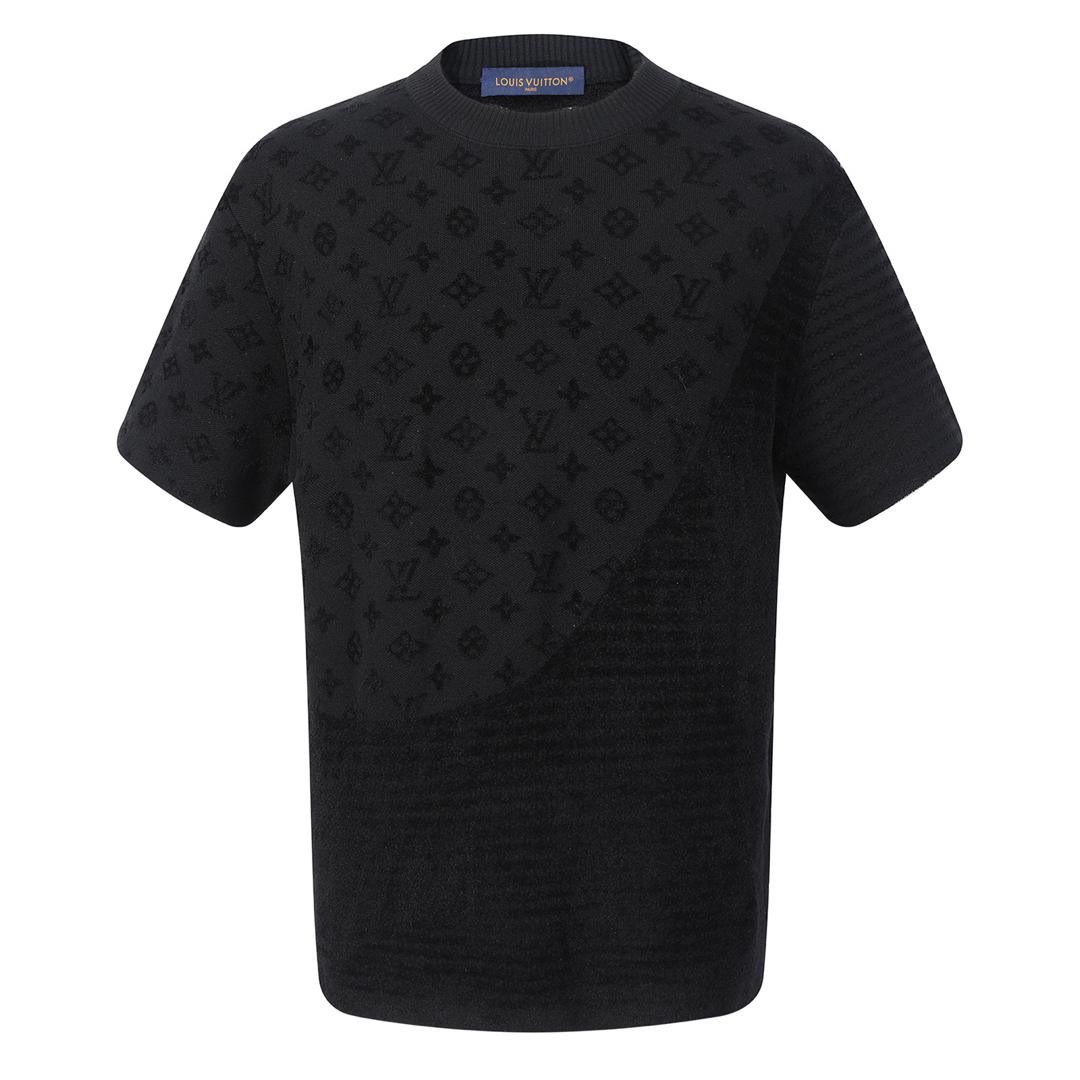 Black Wool Jacquard T-shirt