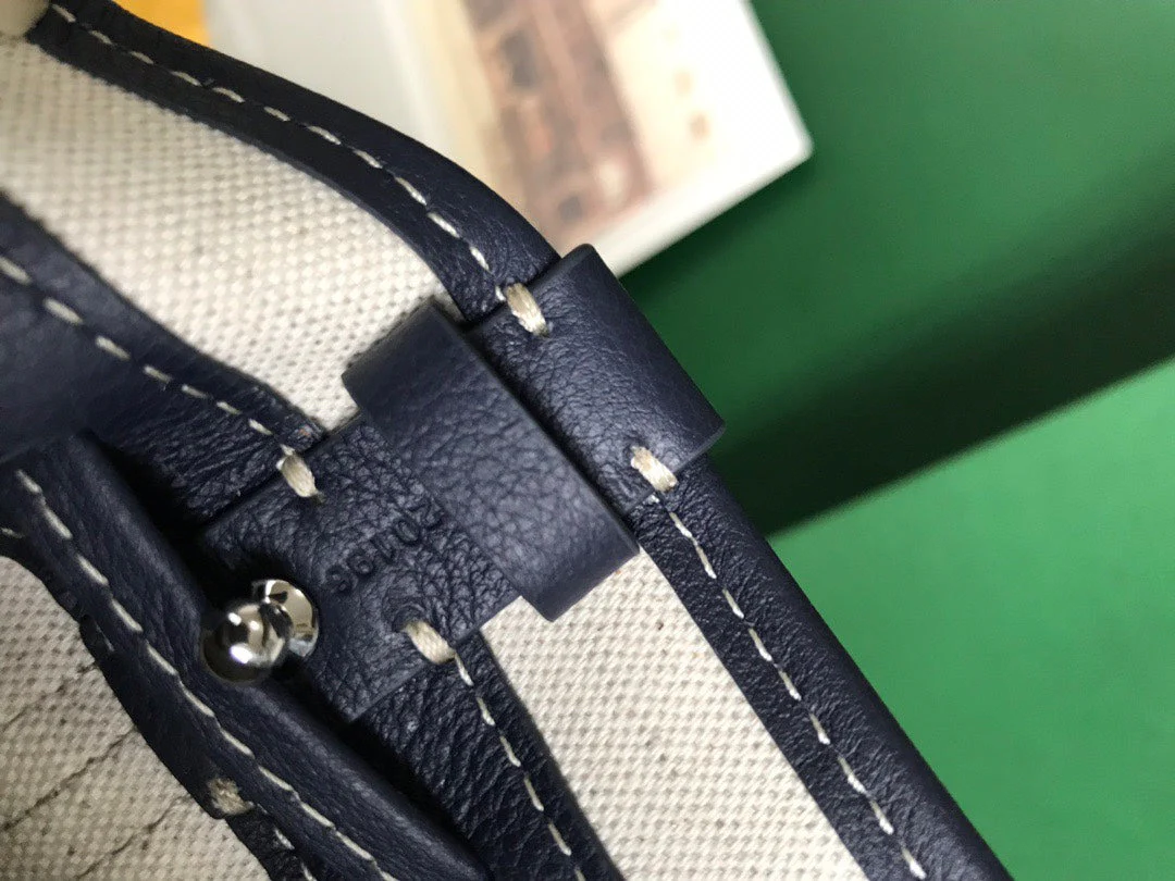 Navy Blue Lambskin Trim Bucket Bag