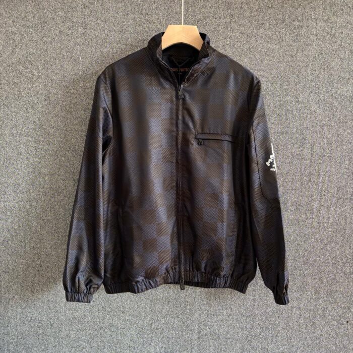 Stand collar long sleeve woven jacket