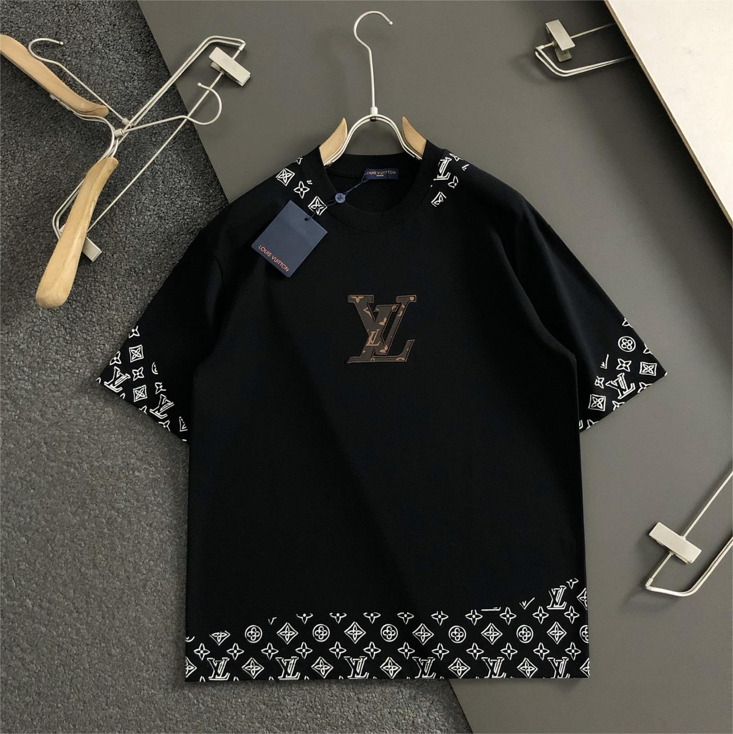 Latest leather embroidery short-sleeved T-shirt