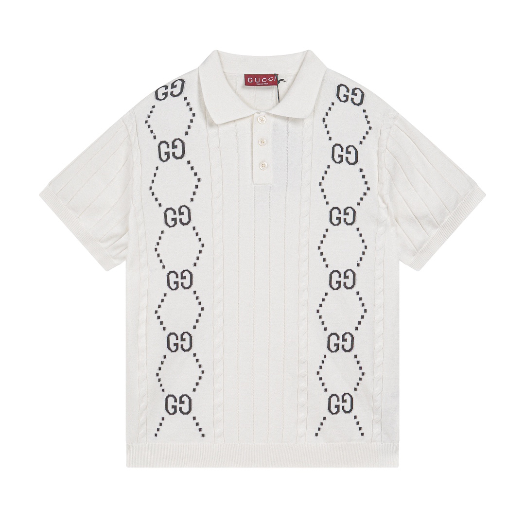 Jacquard Cable Knit Polo