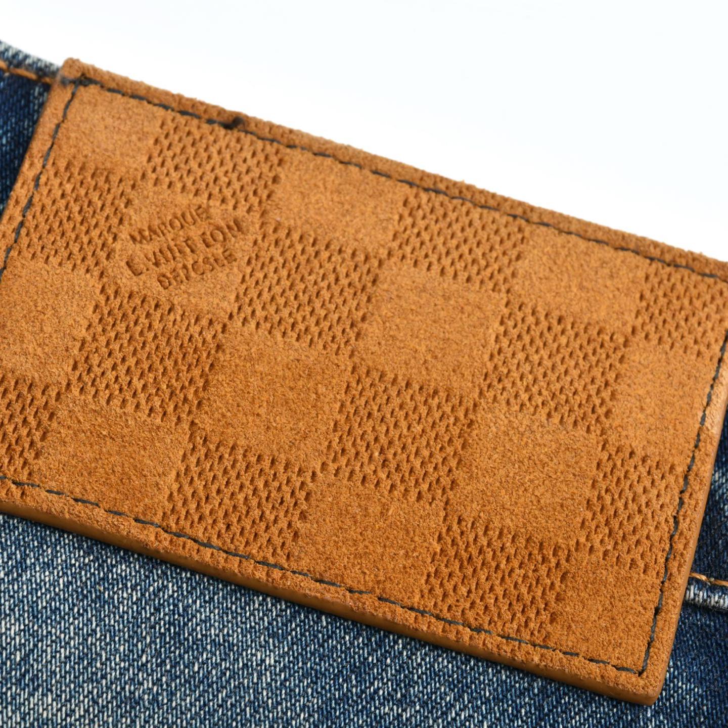 Abnormally faded leather label jeans