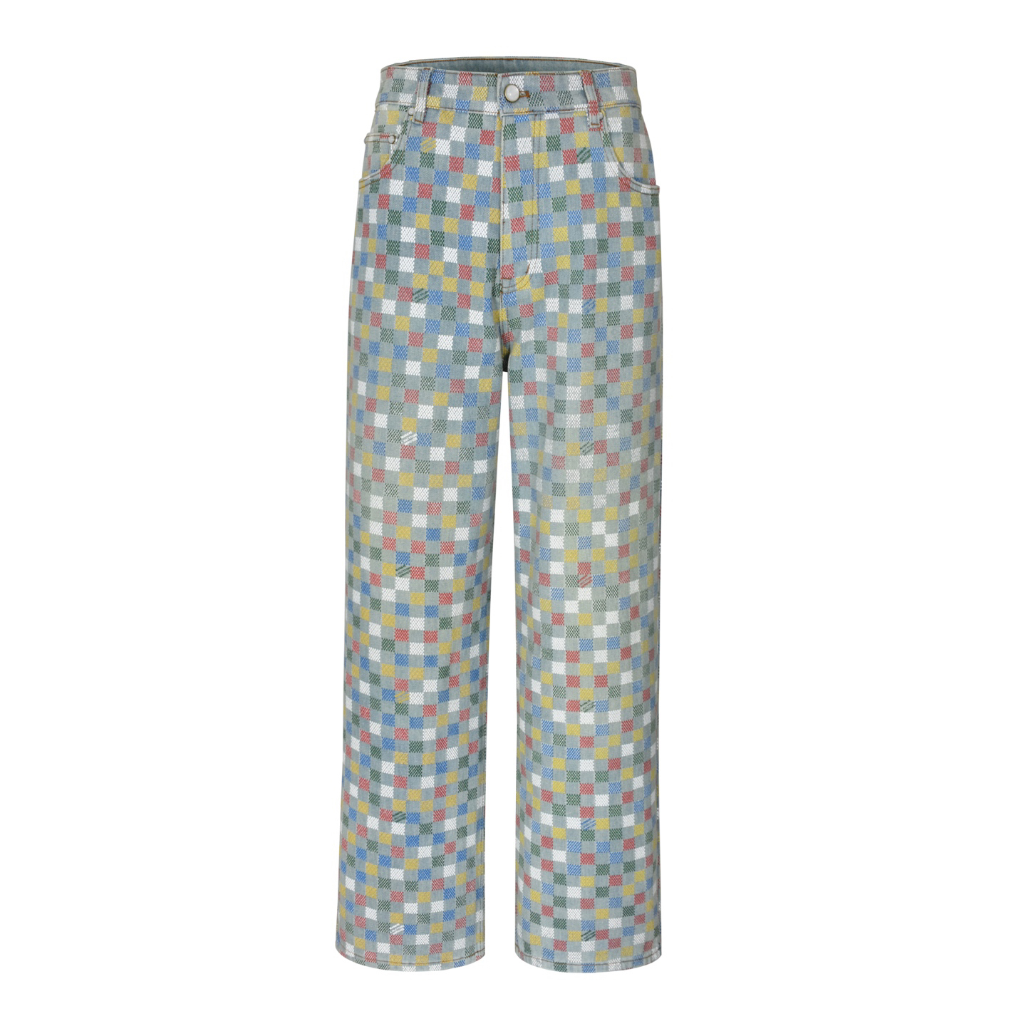 Damier Denim Wide-Leg Jeans